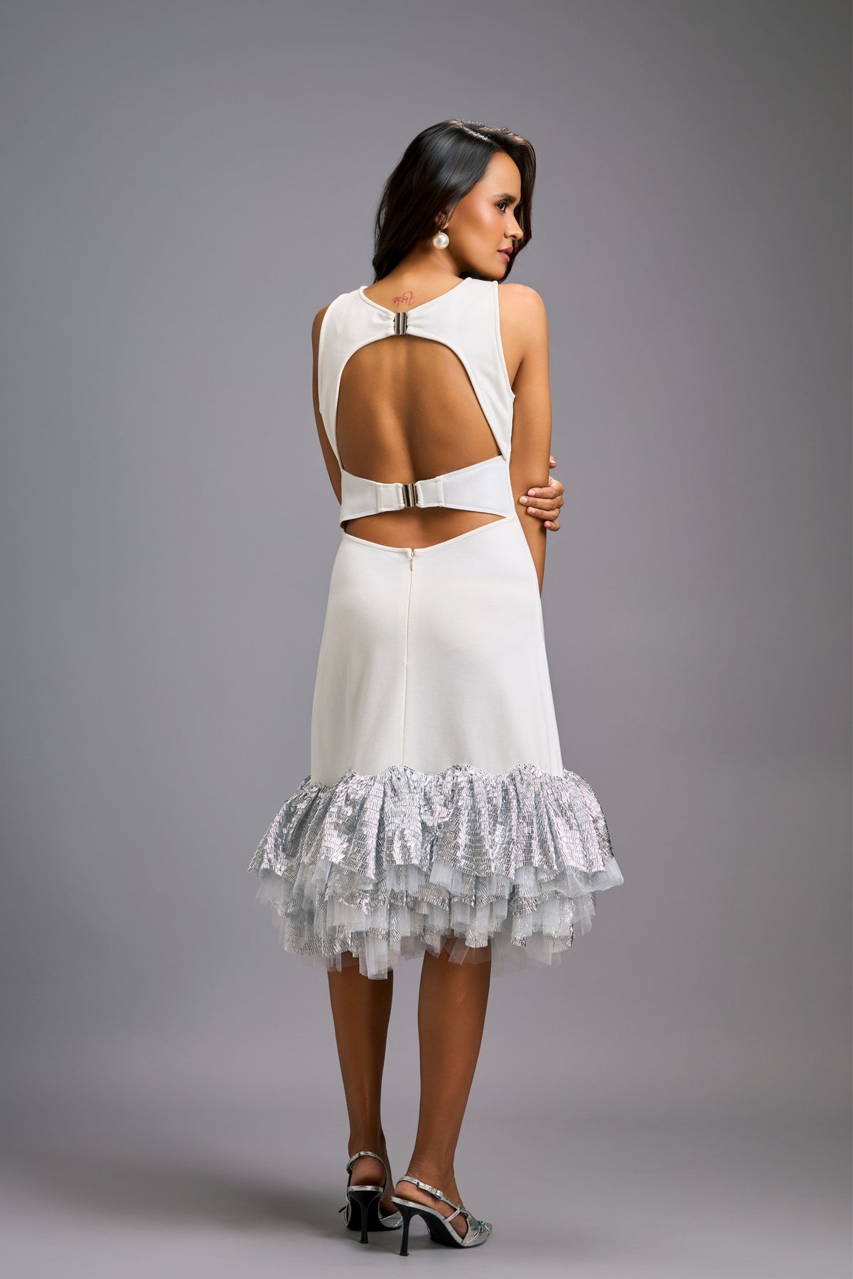 Cut-Out Silver Dress