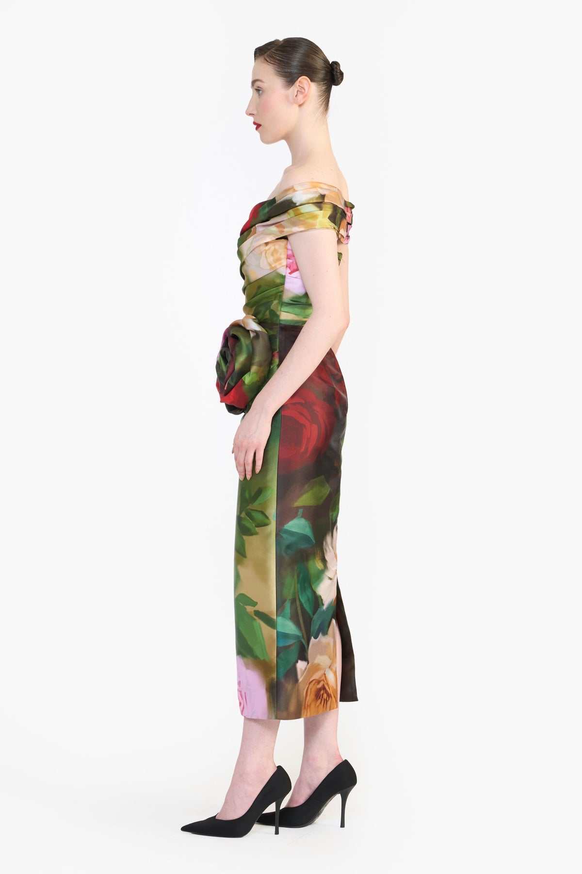 Off Shoulder Draped Midi
