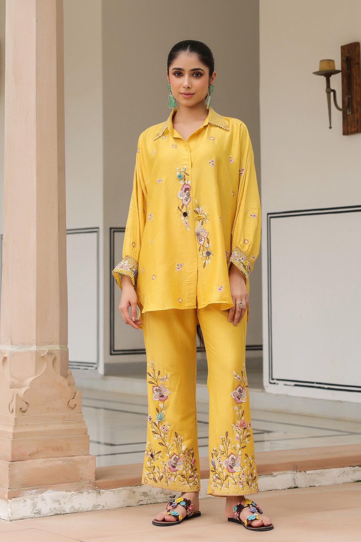 Gulzar Yellow Embroidered Co-ord Set