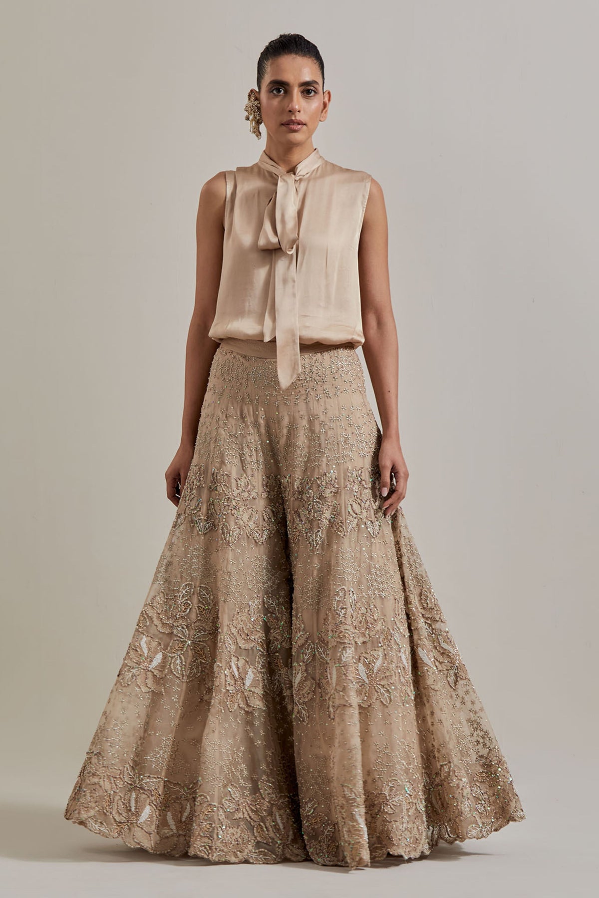 Satin Jacket Sharara Set