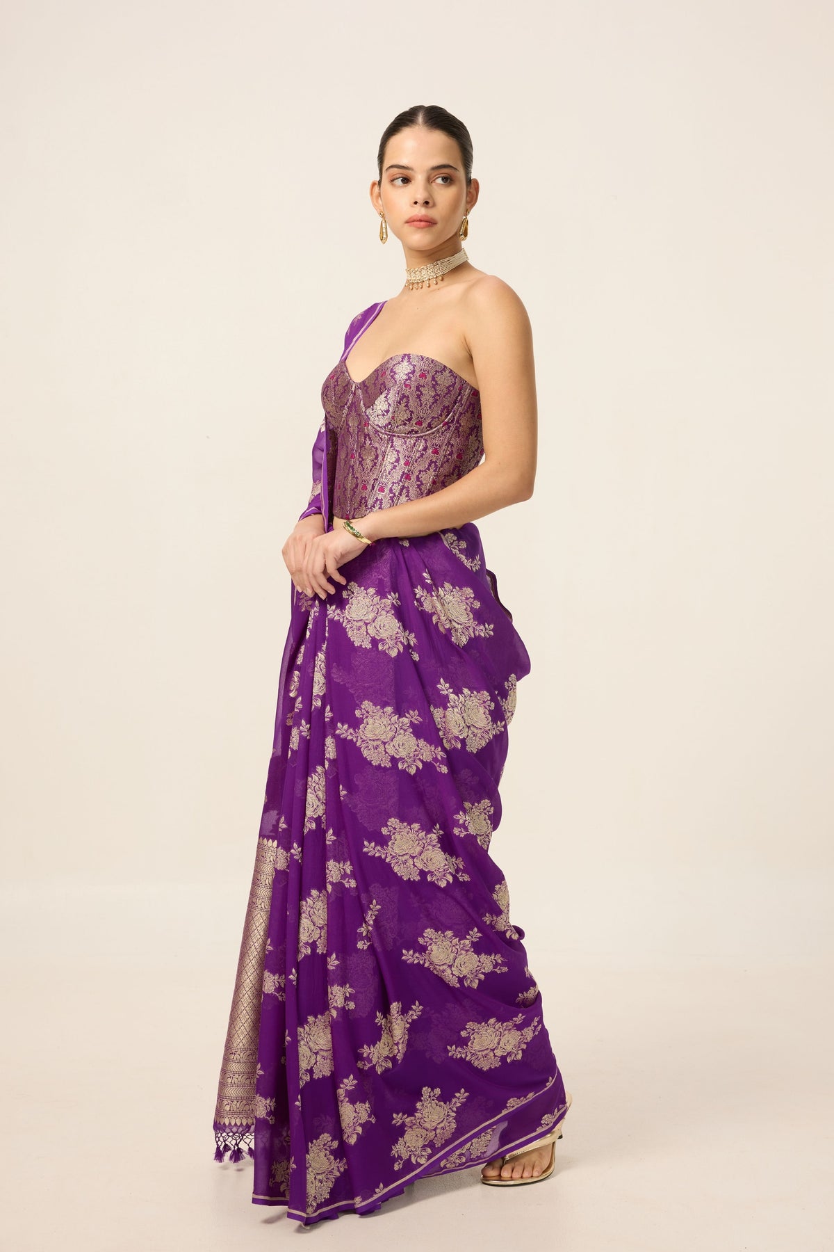 Purple Chiffon Saree