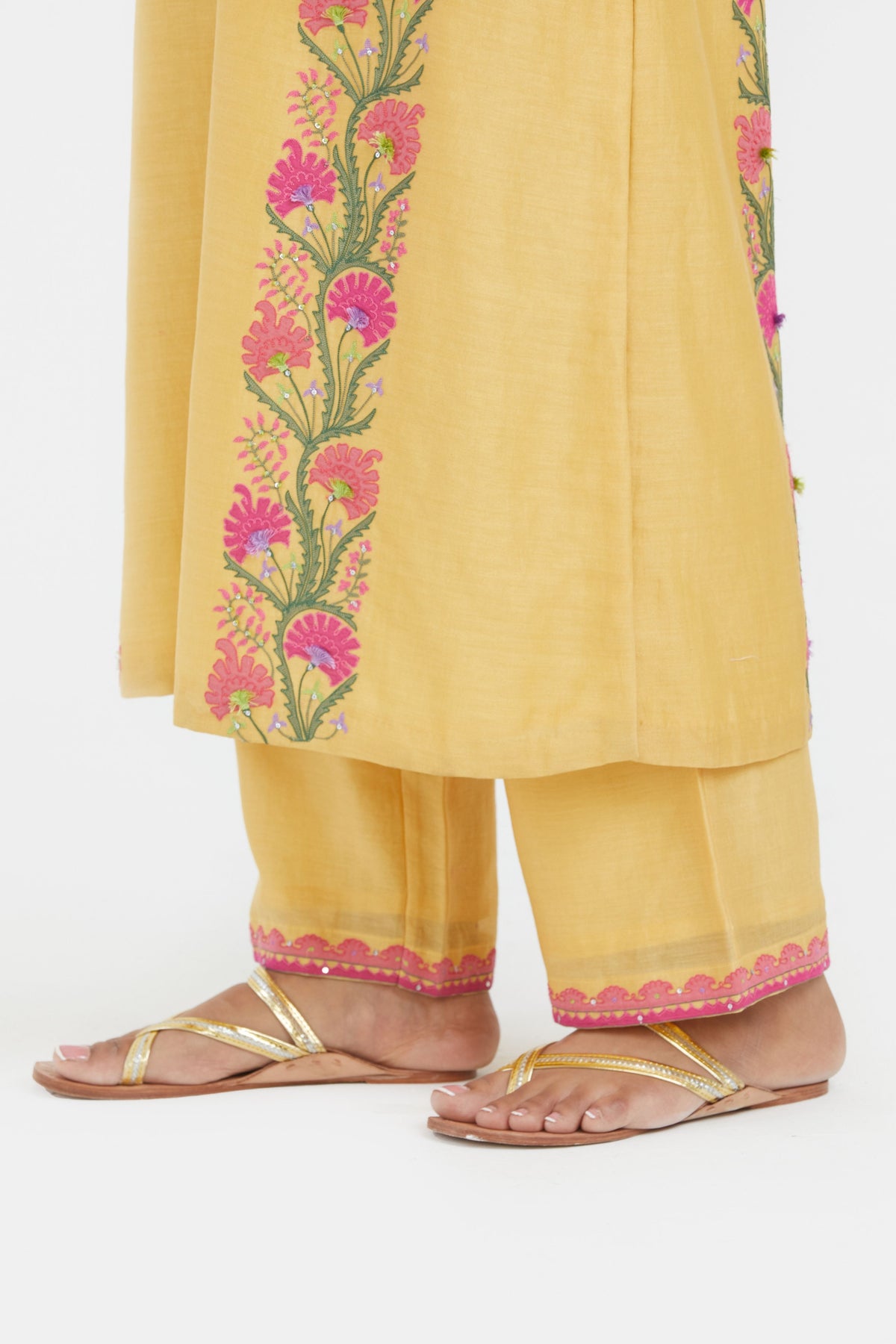 Yellow  Appliqué Kurta Set