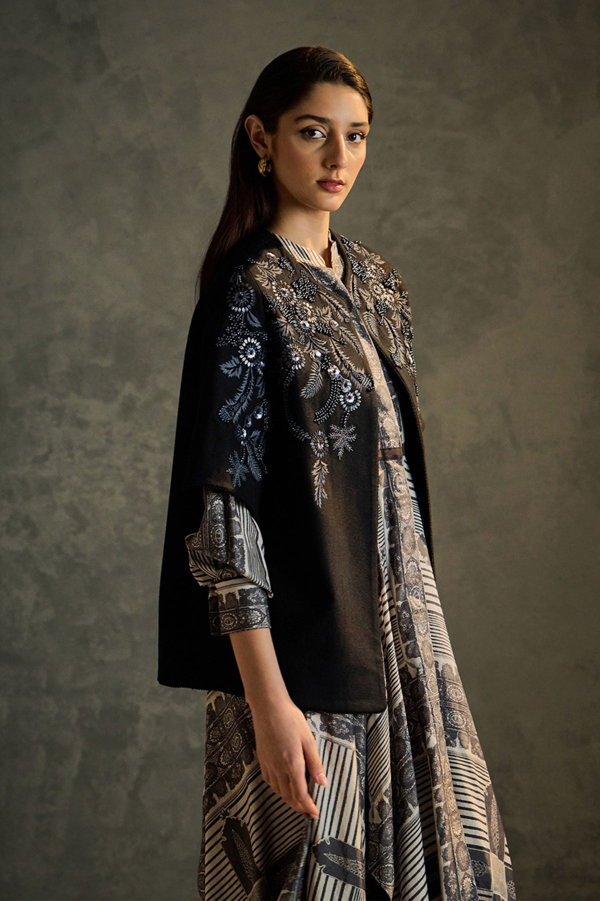 Flora Embroidered Woollen Shrug