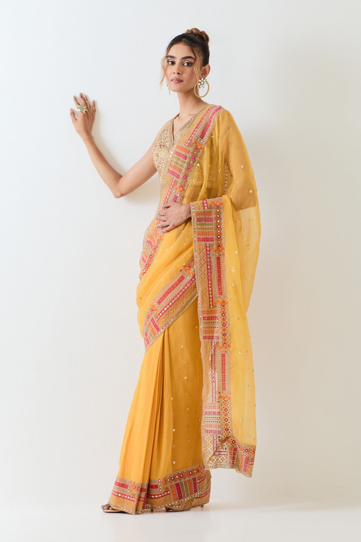 Yellow Tissue Saree Set