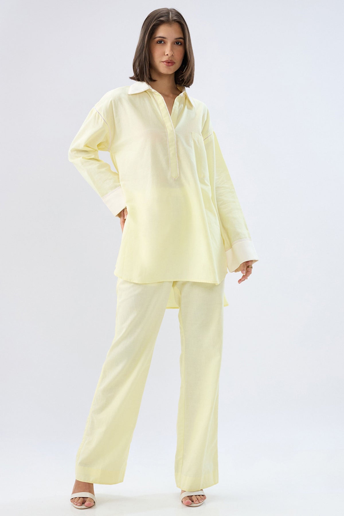 Yellow Kurta Shirt Style Co-ord Set