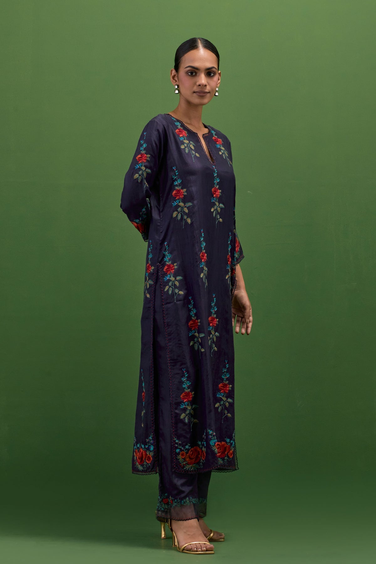 Midnight Embroidery Straight Kurta Set