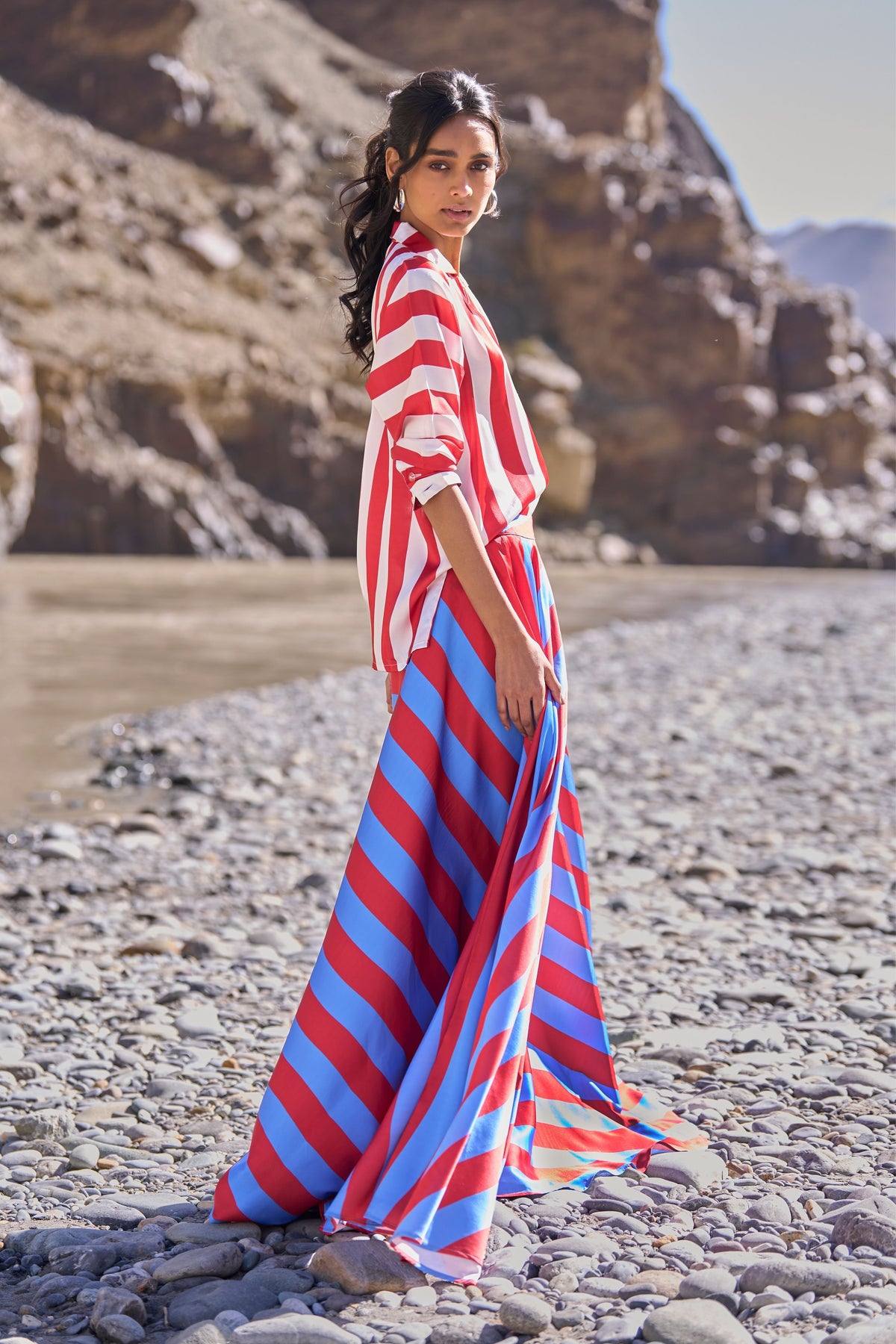 Striped Maxi Skirt Set