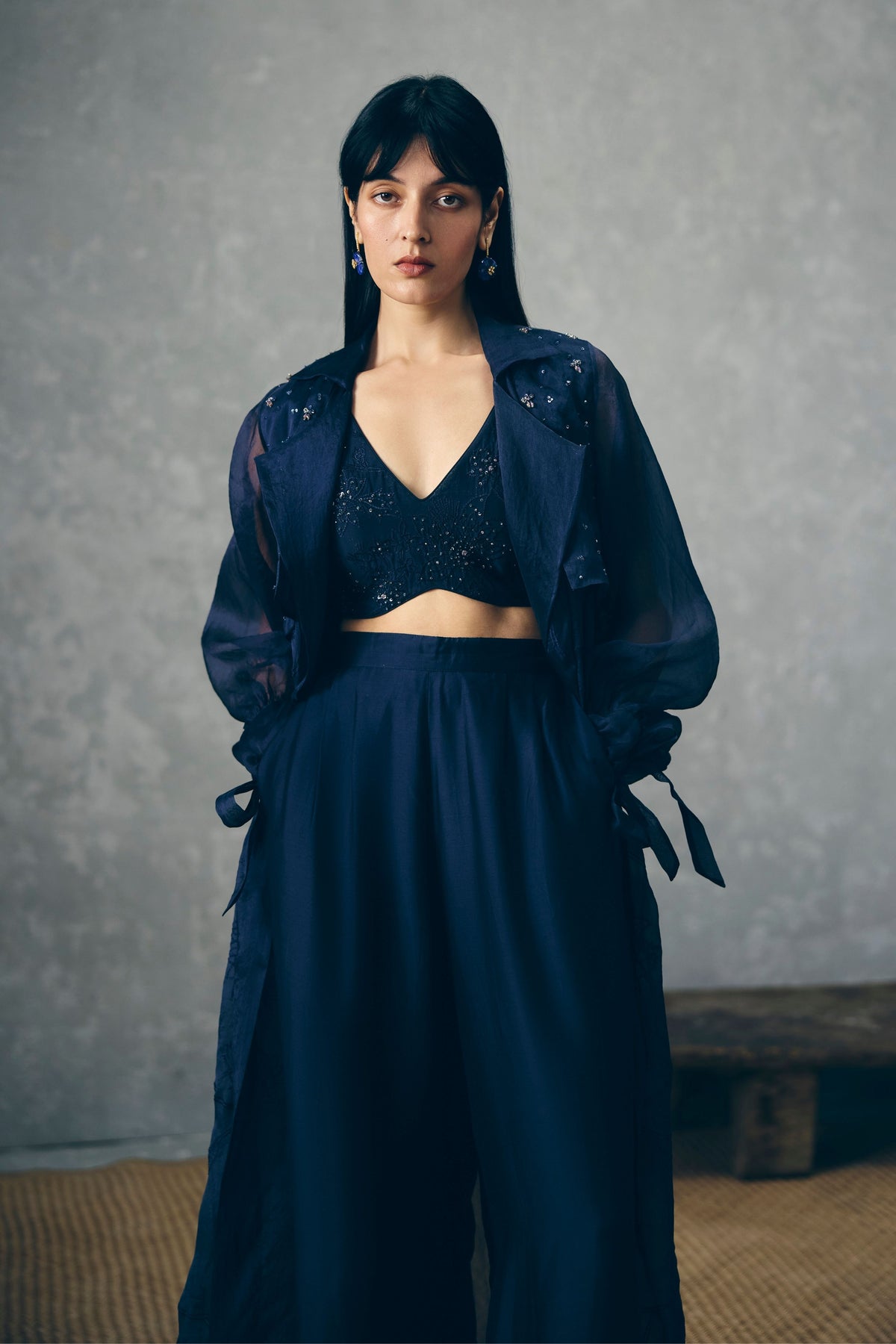 Nami Navy Blue Jacket Set