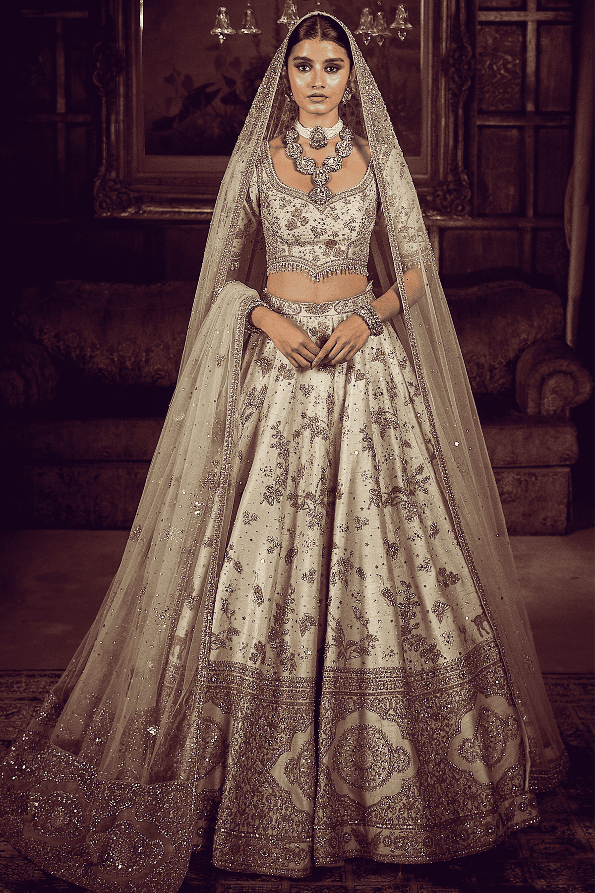 Masai Landscape Aurum Ekru Lehenga Set