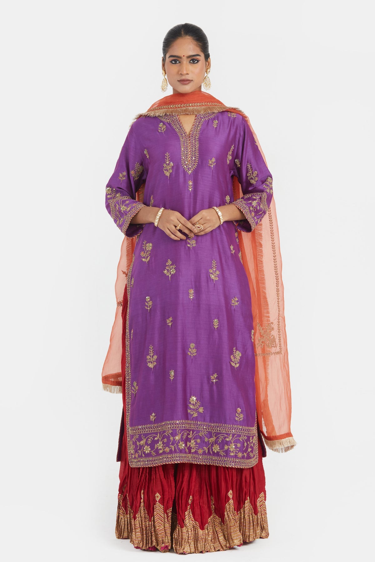 Purple Sharara Set