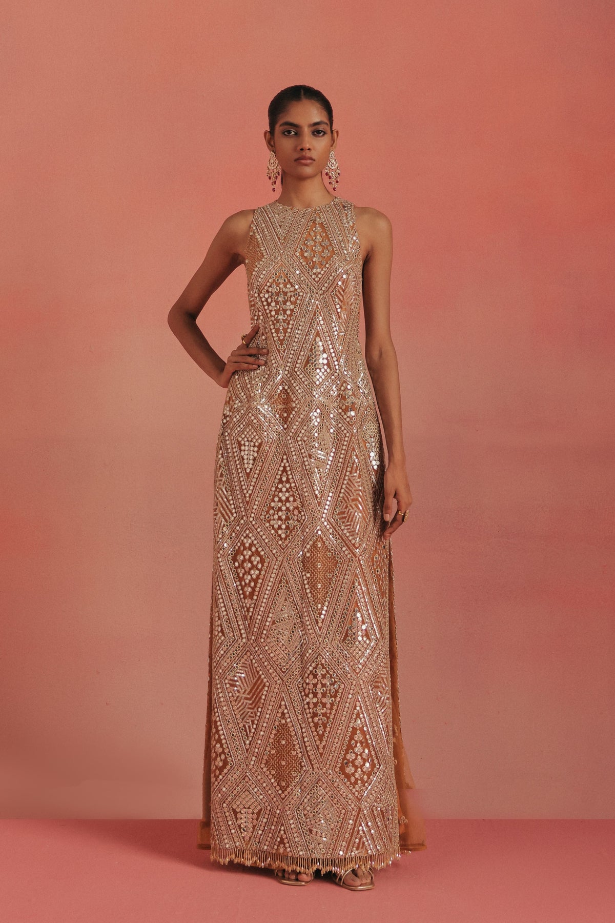 Sleeveless Long Dress Set