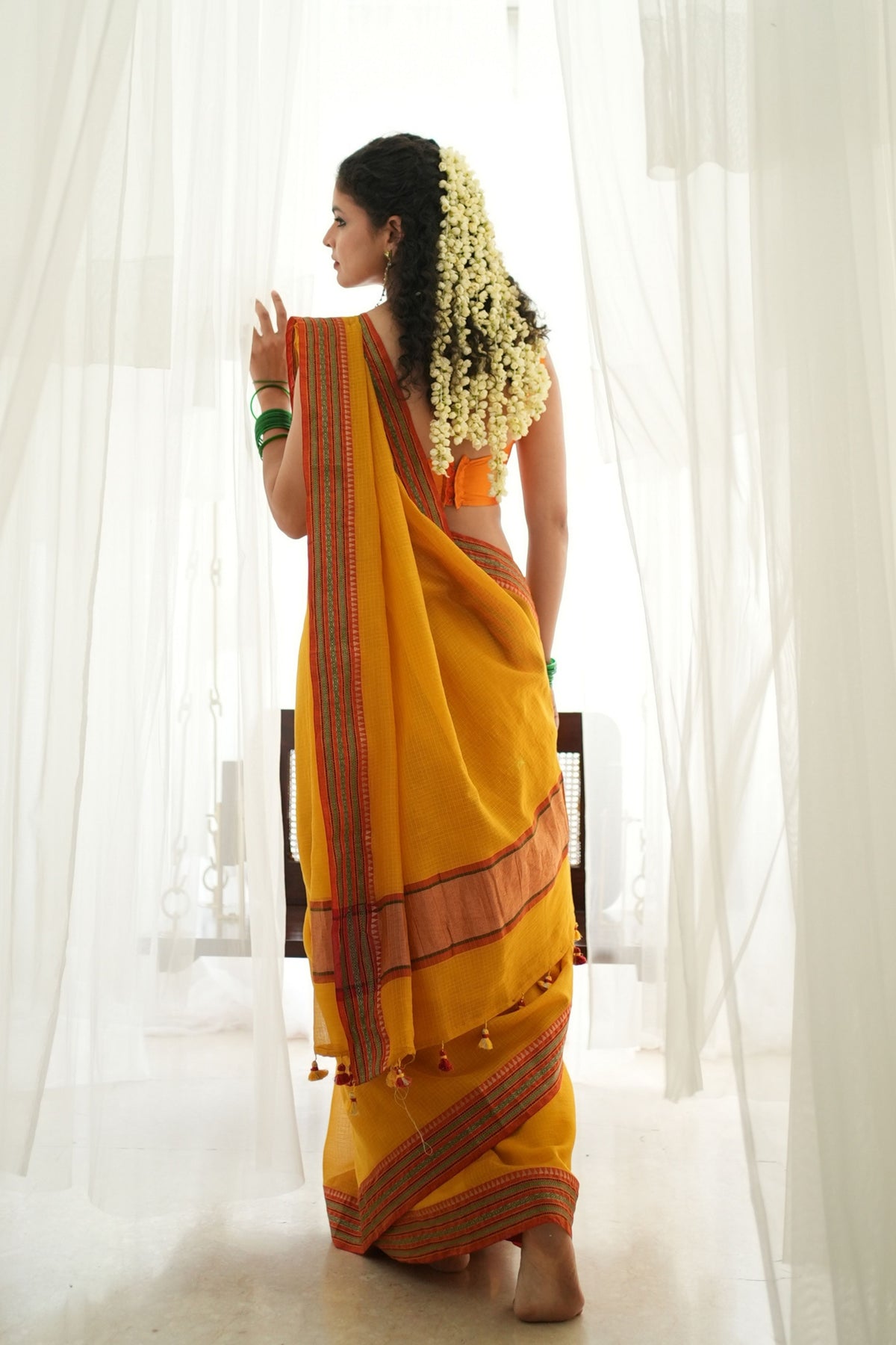 Pratima Cotton Grace Yellow Saree