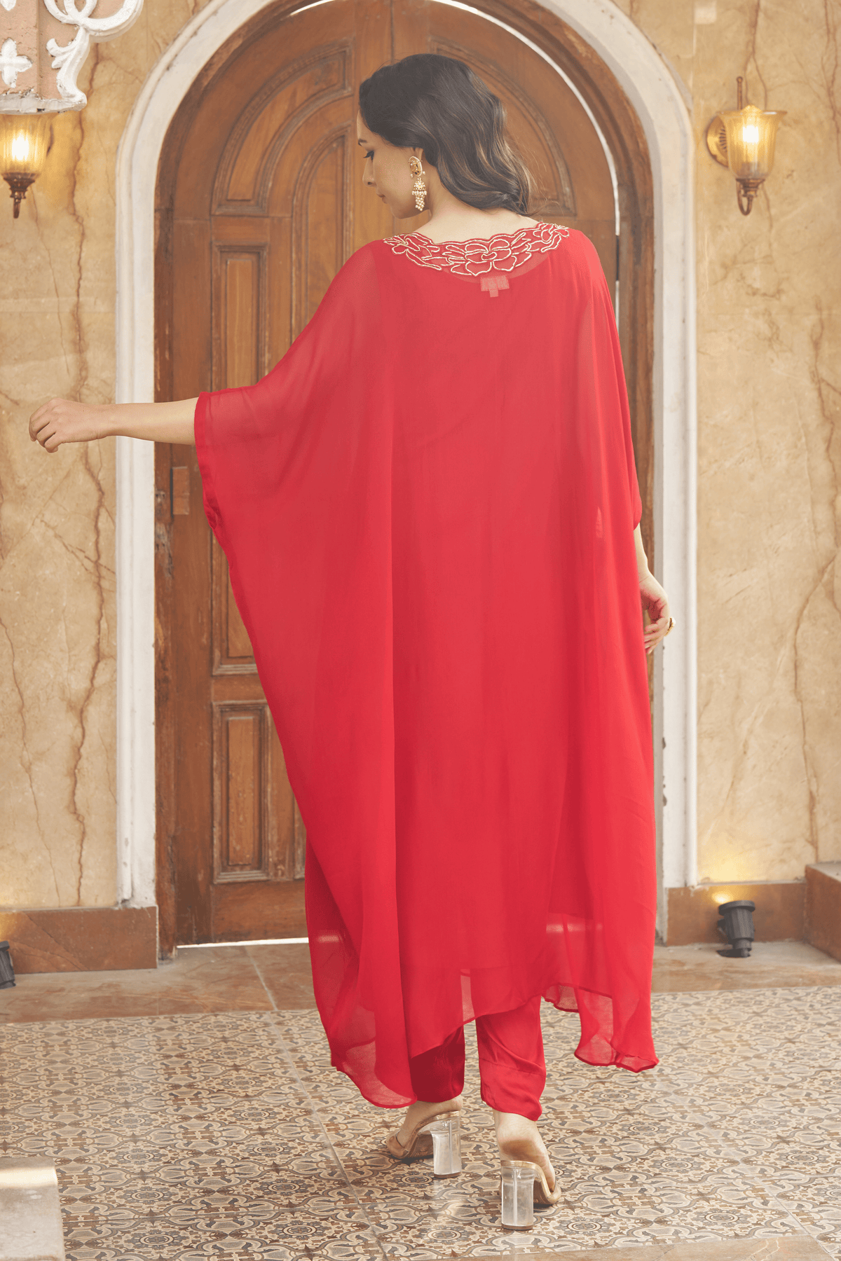 Ruya Red Kaftan Set