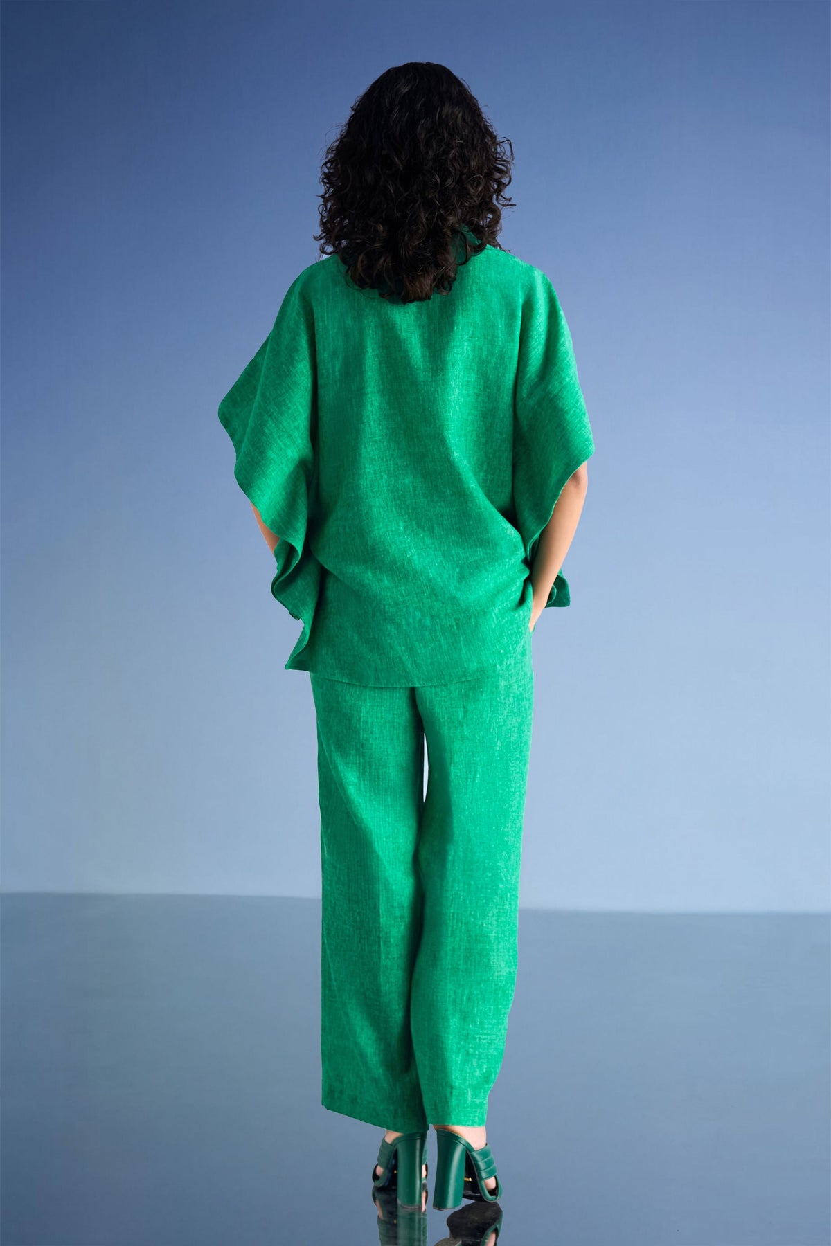Straight Cut Linen-textured Pants