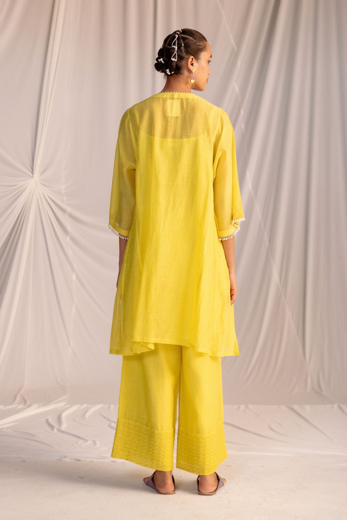 Lime Green Embroidered Tunic Set