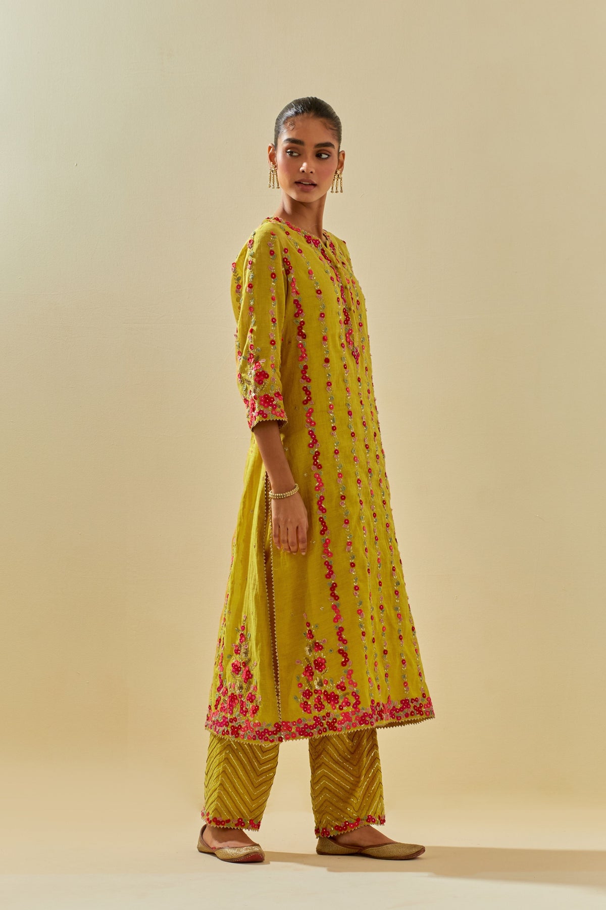 Yellow Applique Kurta Set