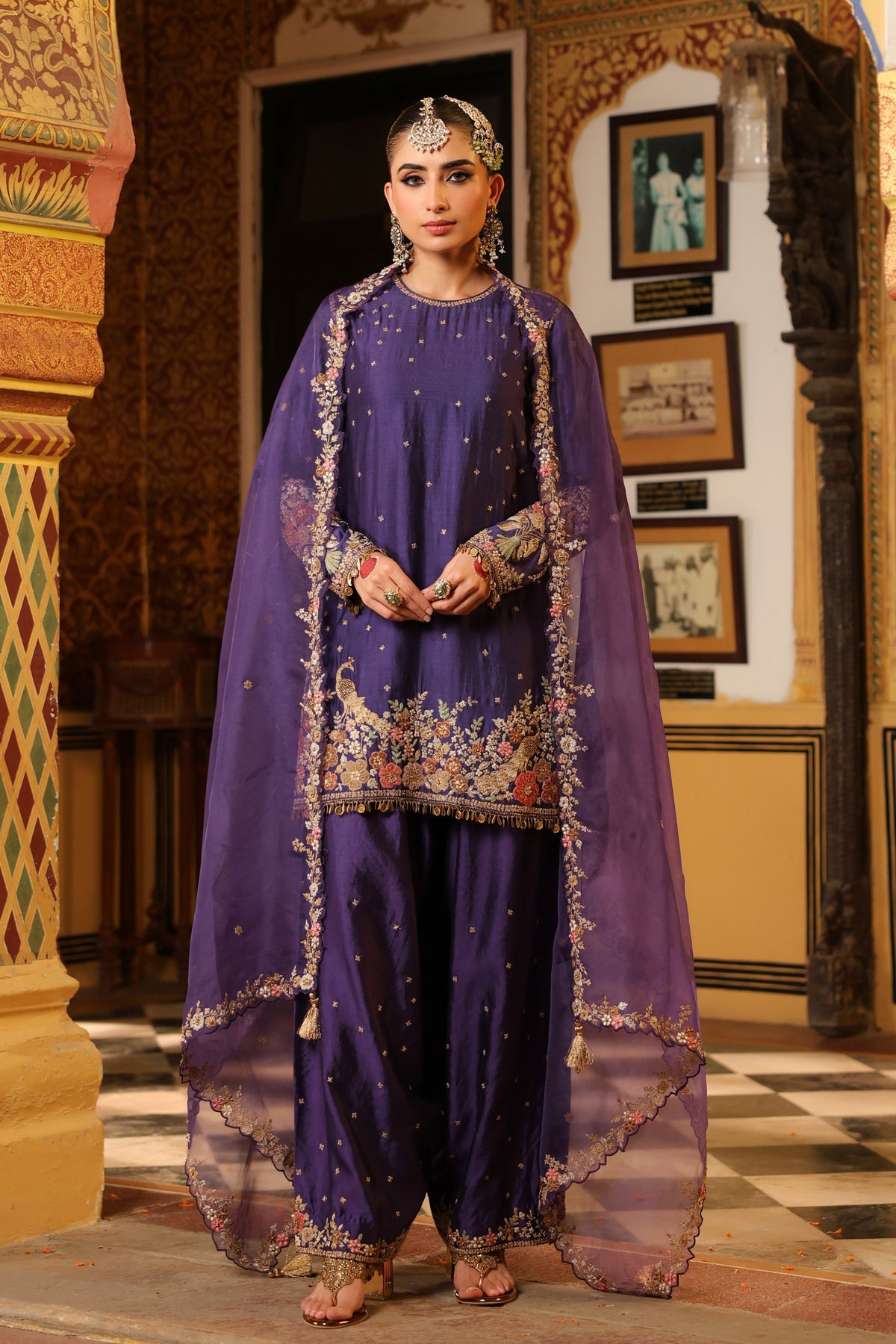 Purple  Ahista Short Kurta Set