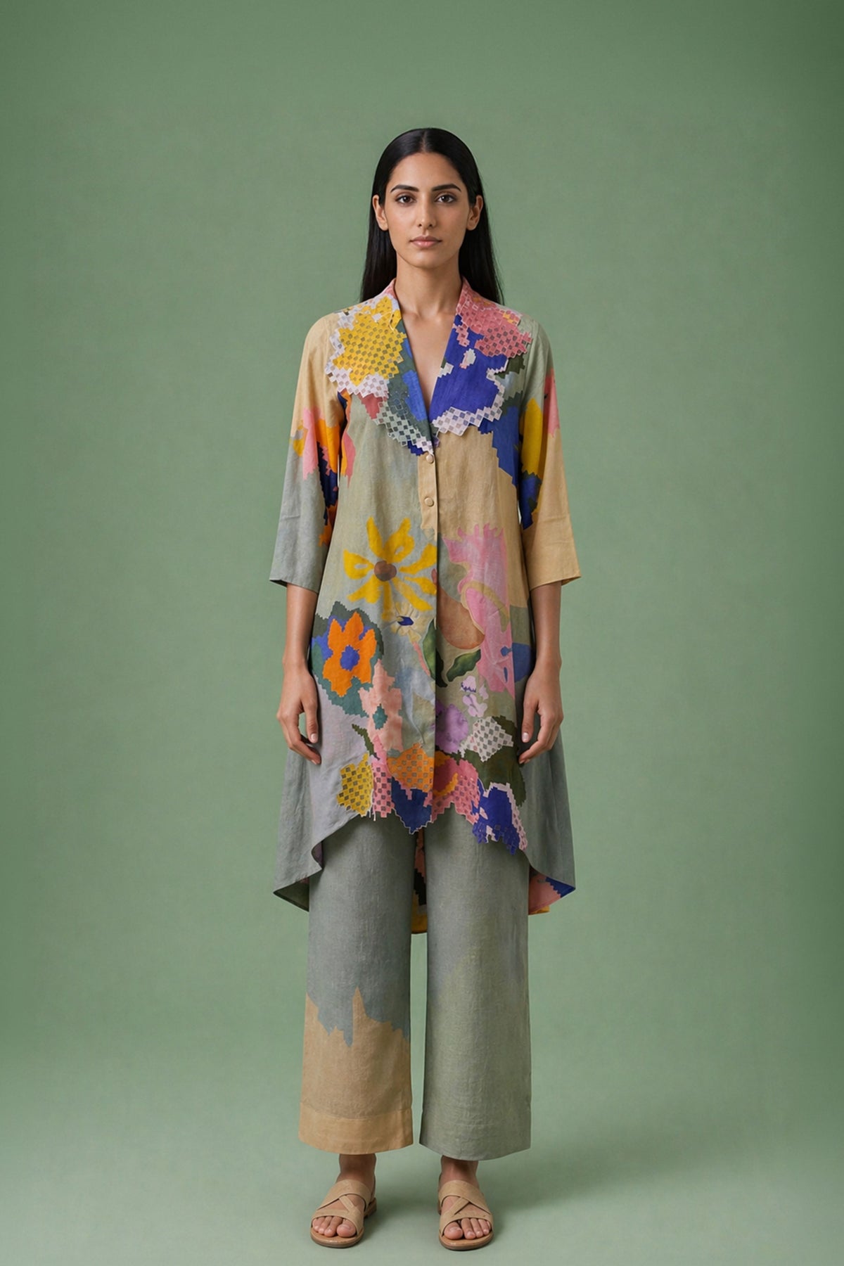 Ikat Cutwork Tunic Set