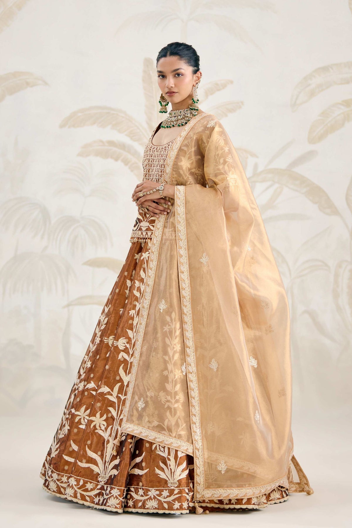 Brown Kurta-lehenga Set