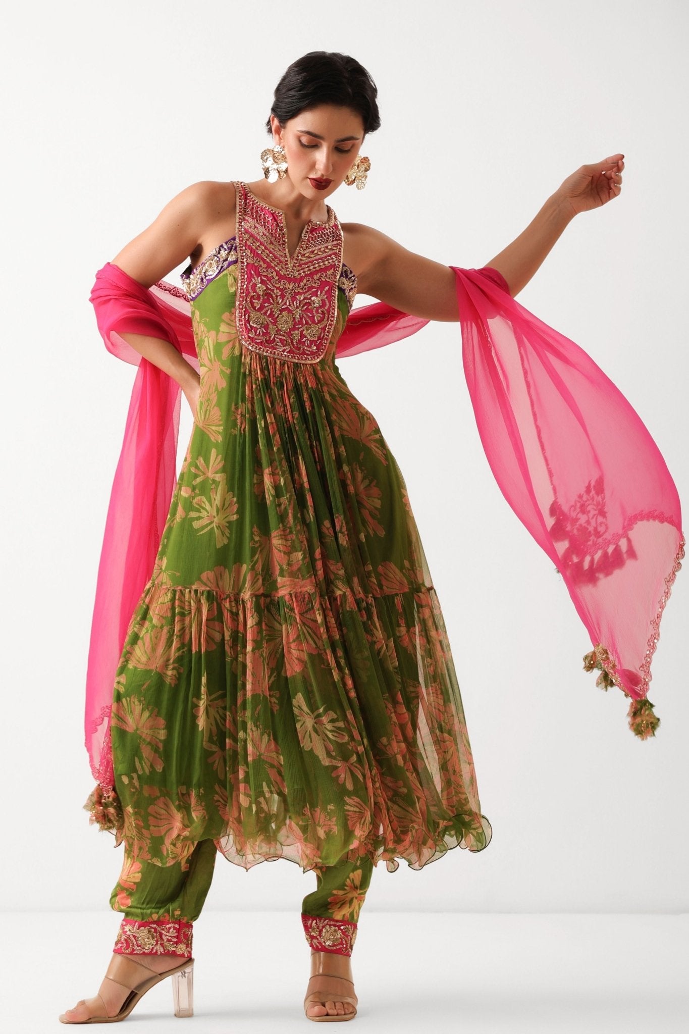 The Saraswati Anarkali Set - Pallavi Jaipur - Elahe