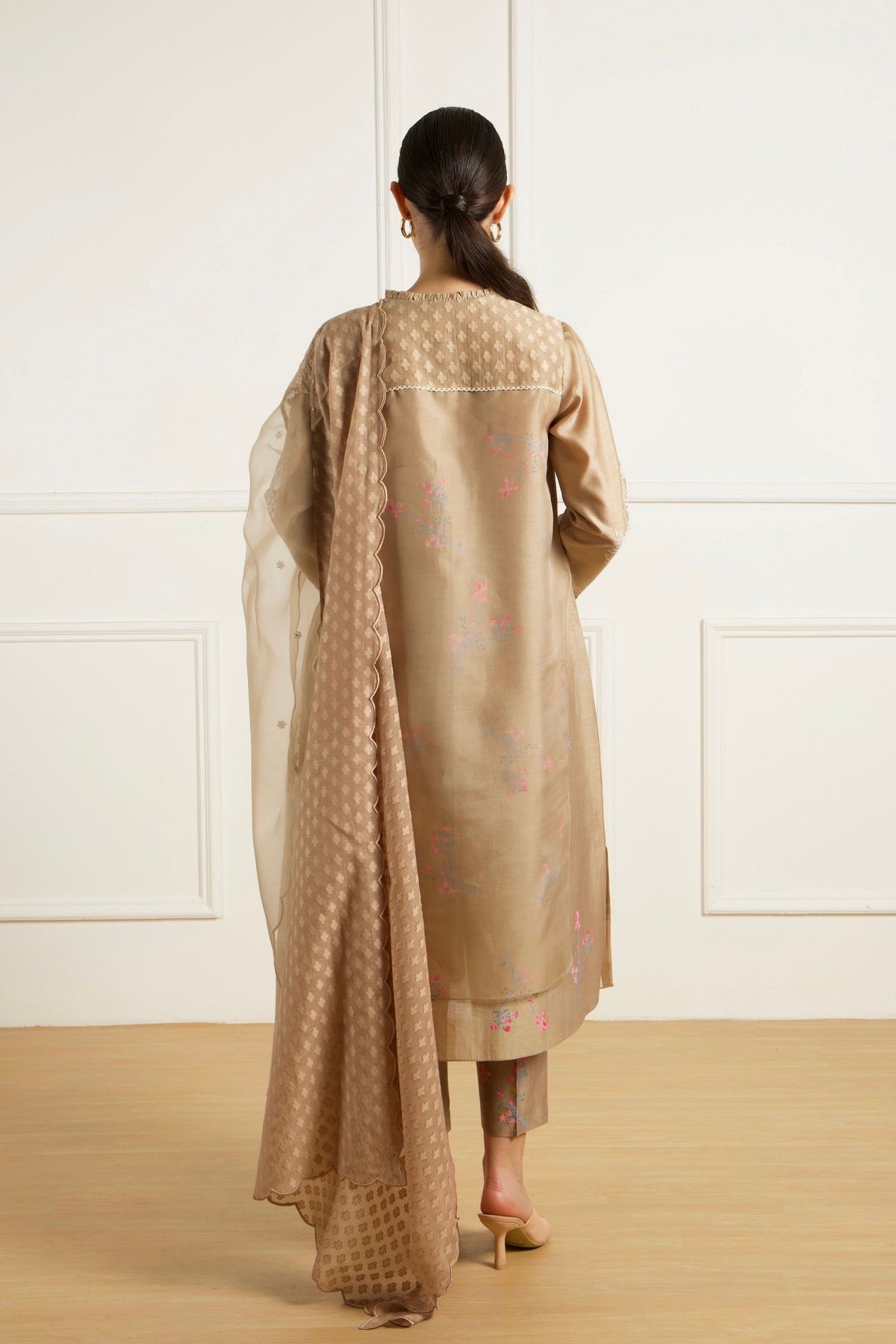 Beige Double Layer Kurta Set