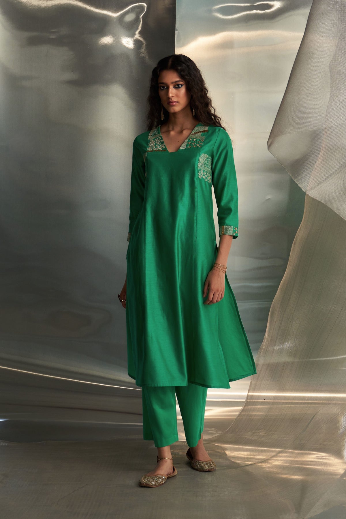 Green Straight Kurta Set