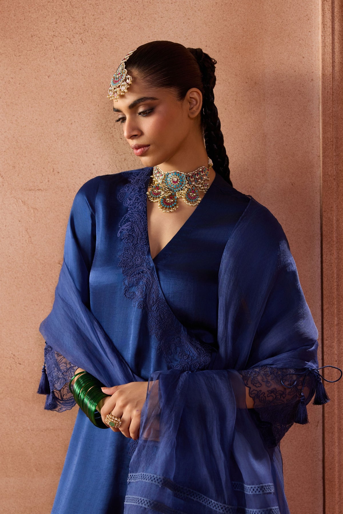 Blue Lace Kurta Set