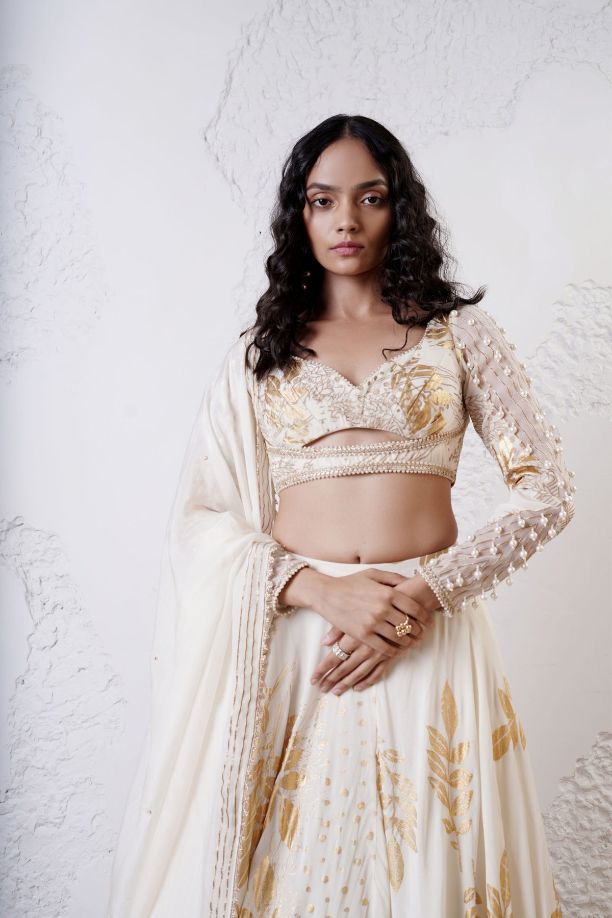 Ivory Foil Lehenga Set