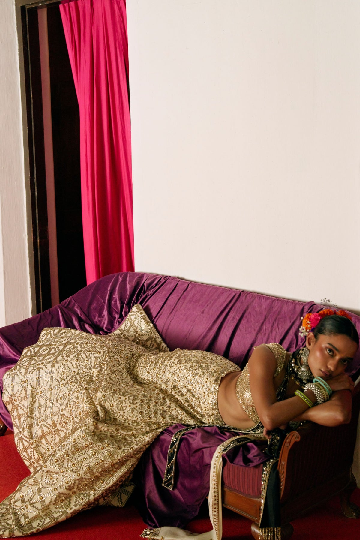 Ivory Mukaish Lehenga Set