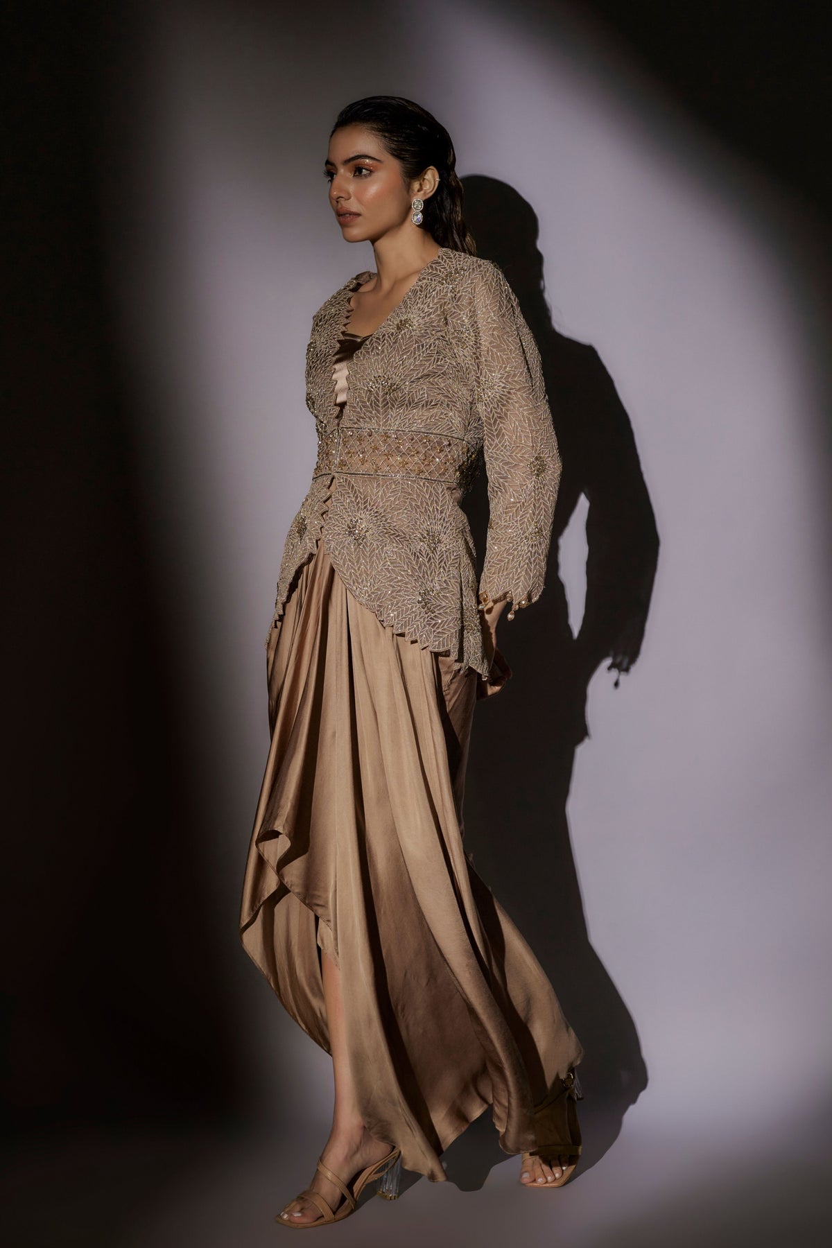 Embroided Jacket Cape Set