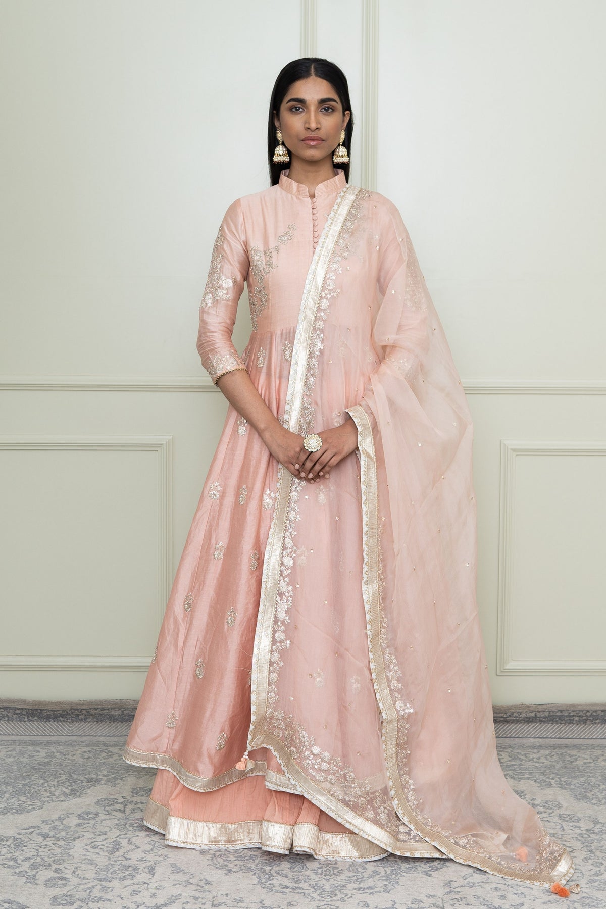 Pearl pink- taveshi anarkali set