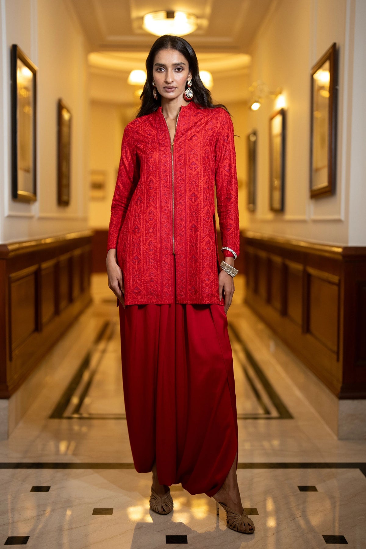 Jacket & Pleated Dhoti Pants