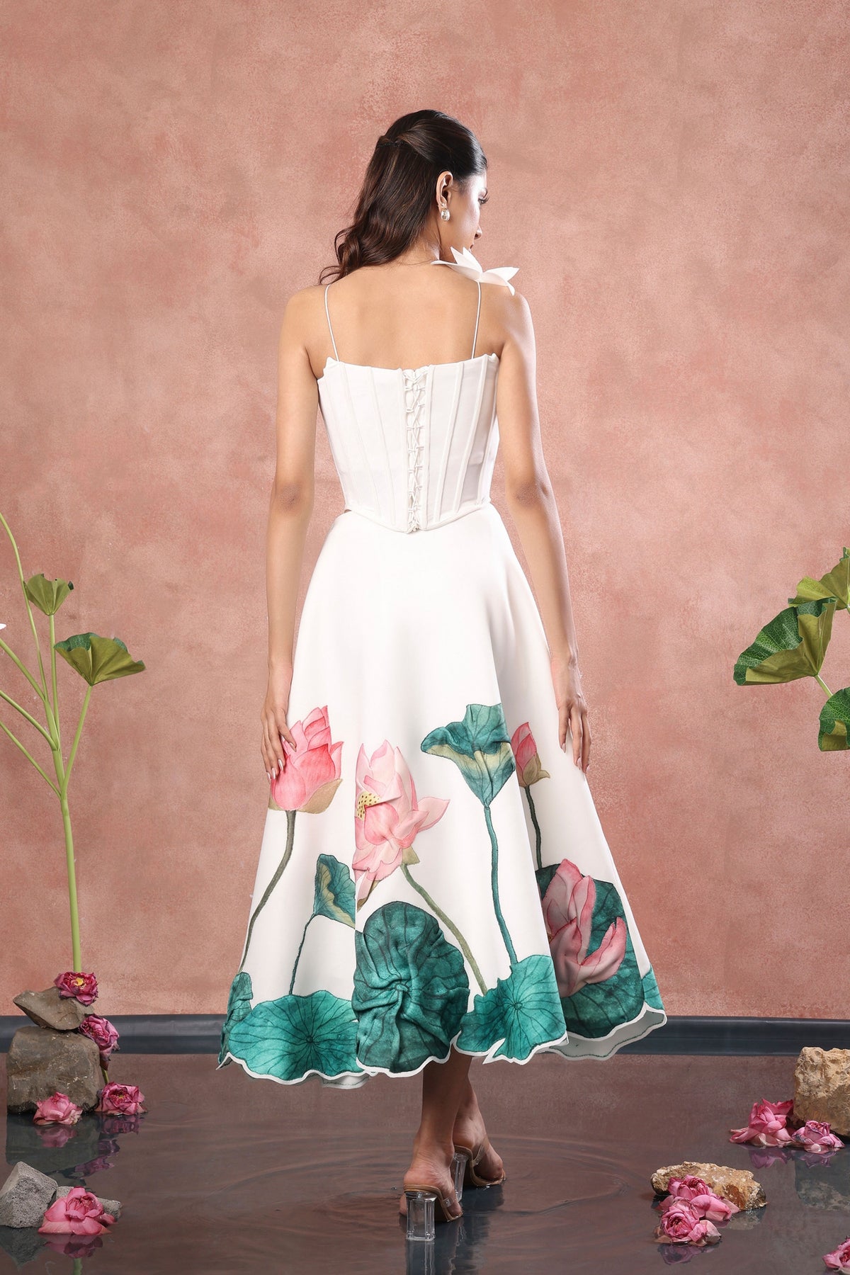Printed Skirt Corset Flower Set