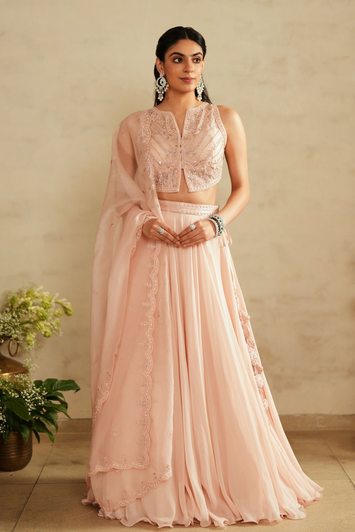 Pastel Pink Jacket Lehenga Set