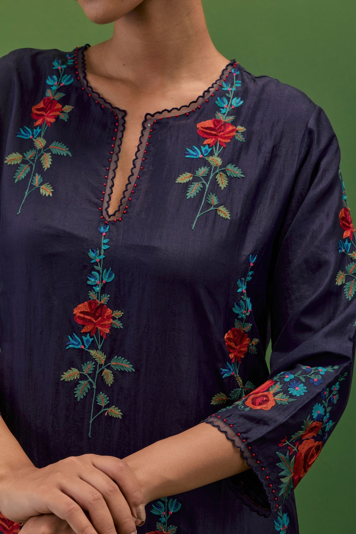 Midnight Embroidery Straight Kurta Set