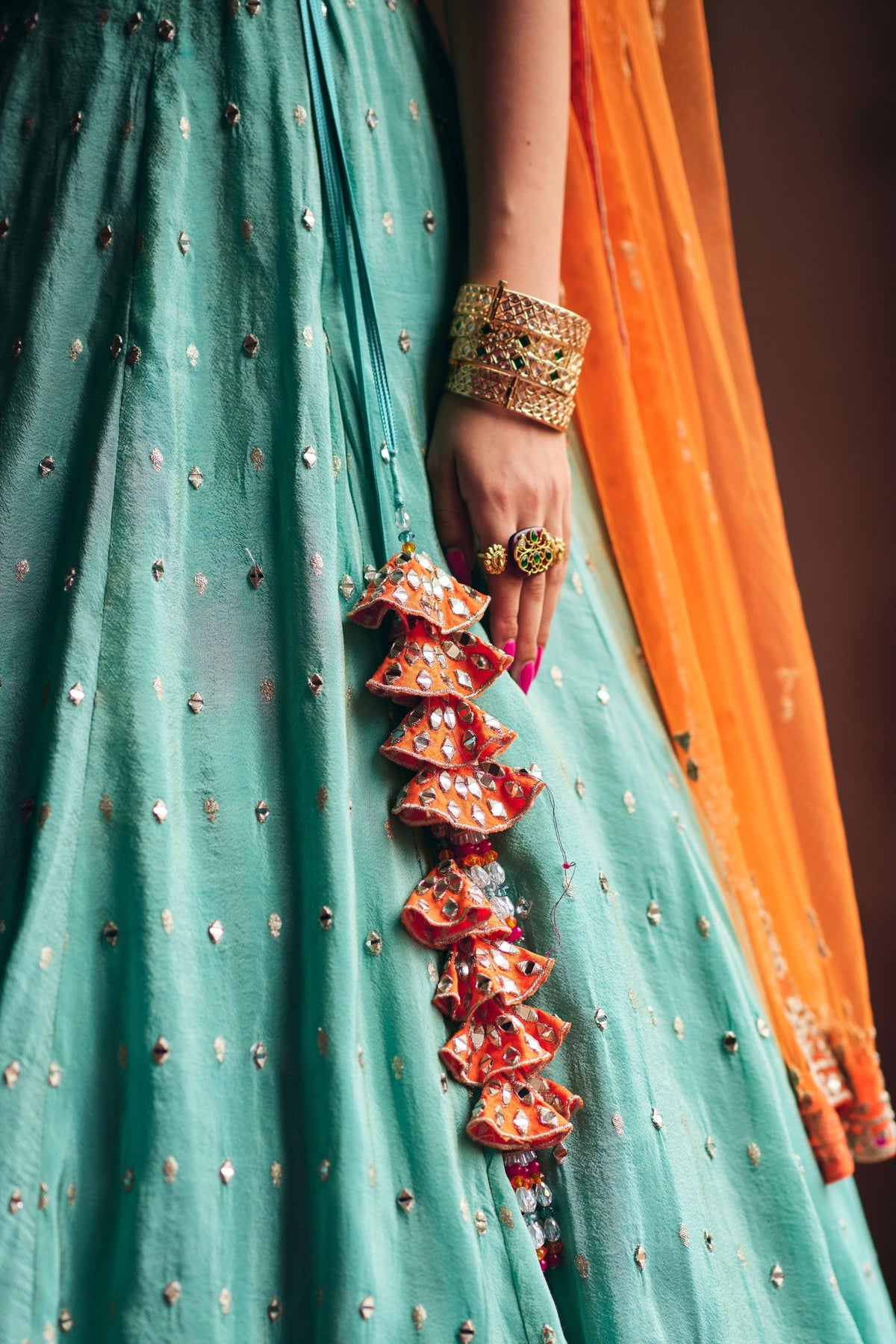 Aqua Tissue Lehenga Set