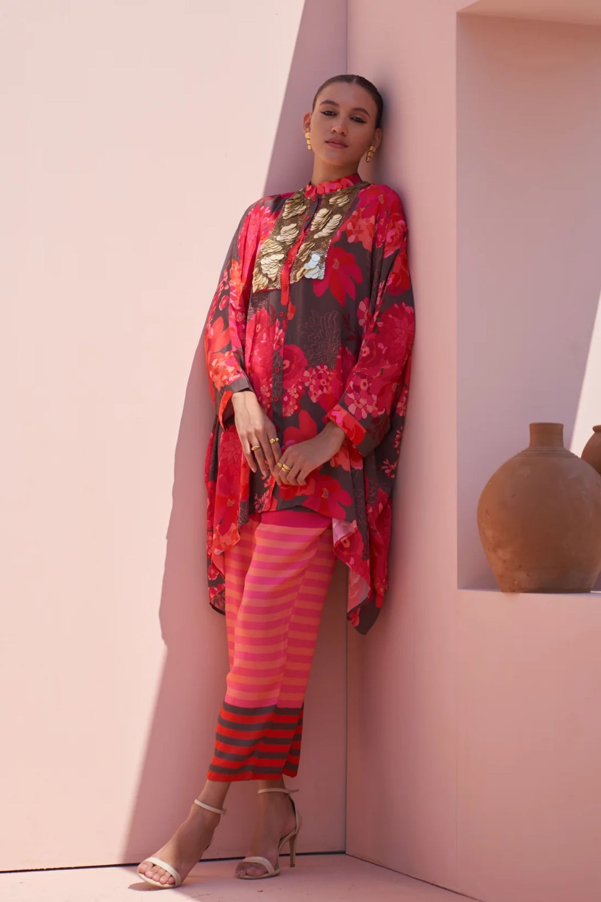 Brown Moroccan Coin Yoke Co-ord Set