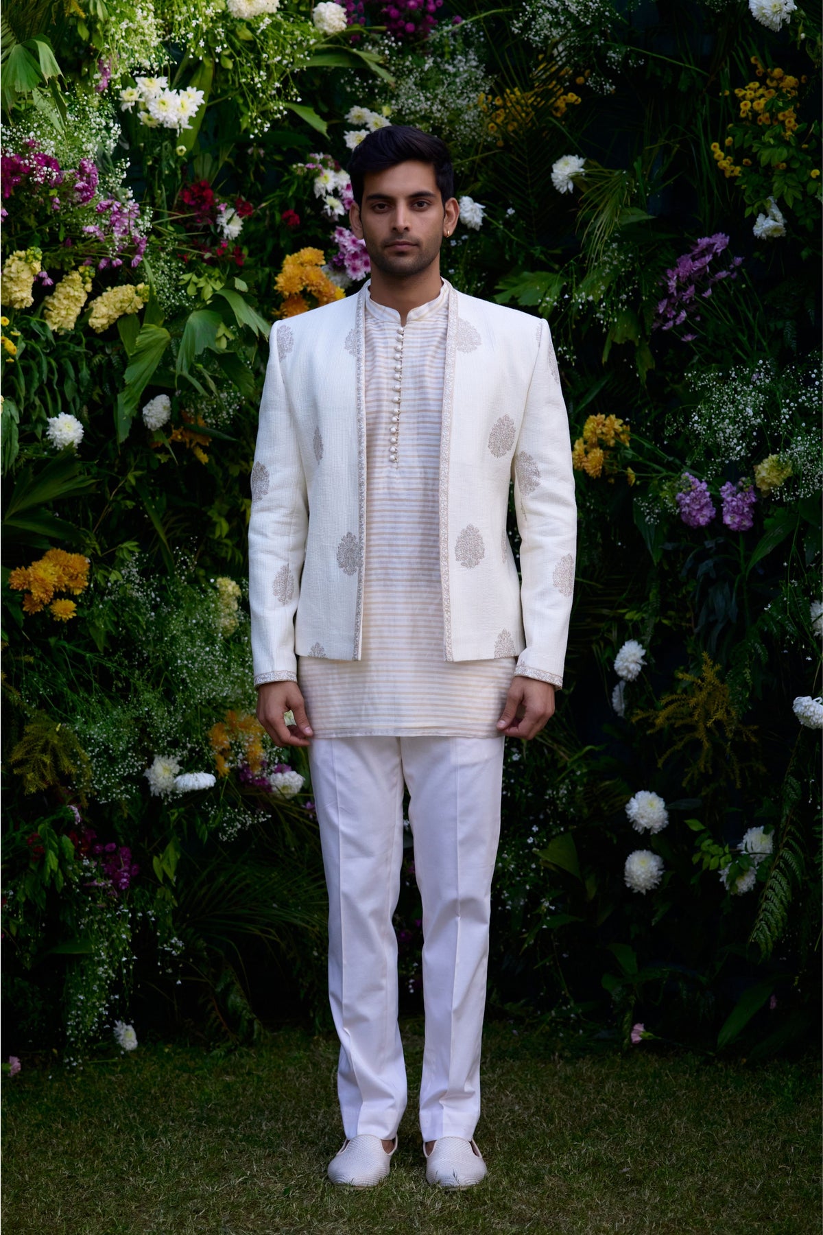 Pristine White Kurta Set With Jacket