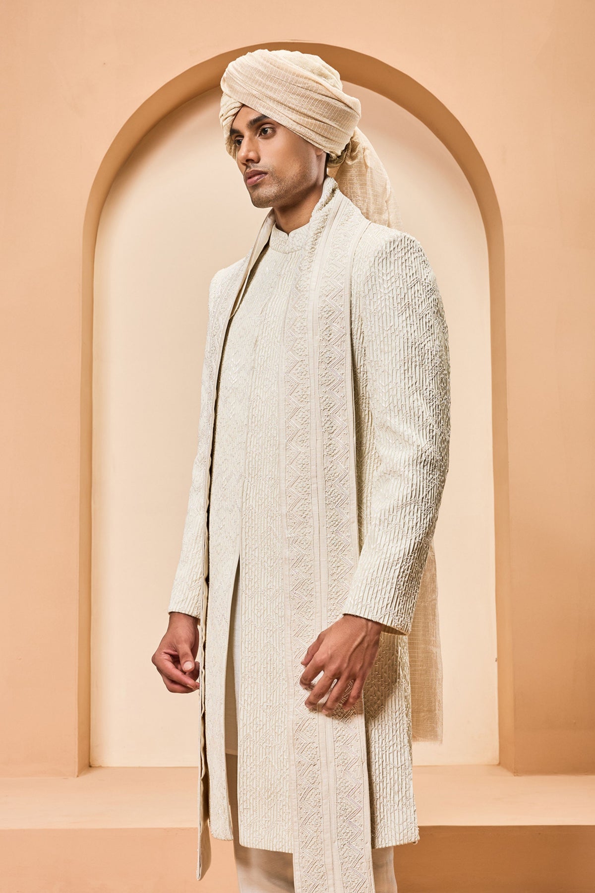 Pintex Pearl Accent Sherwani Set
