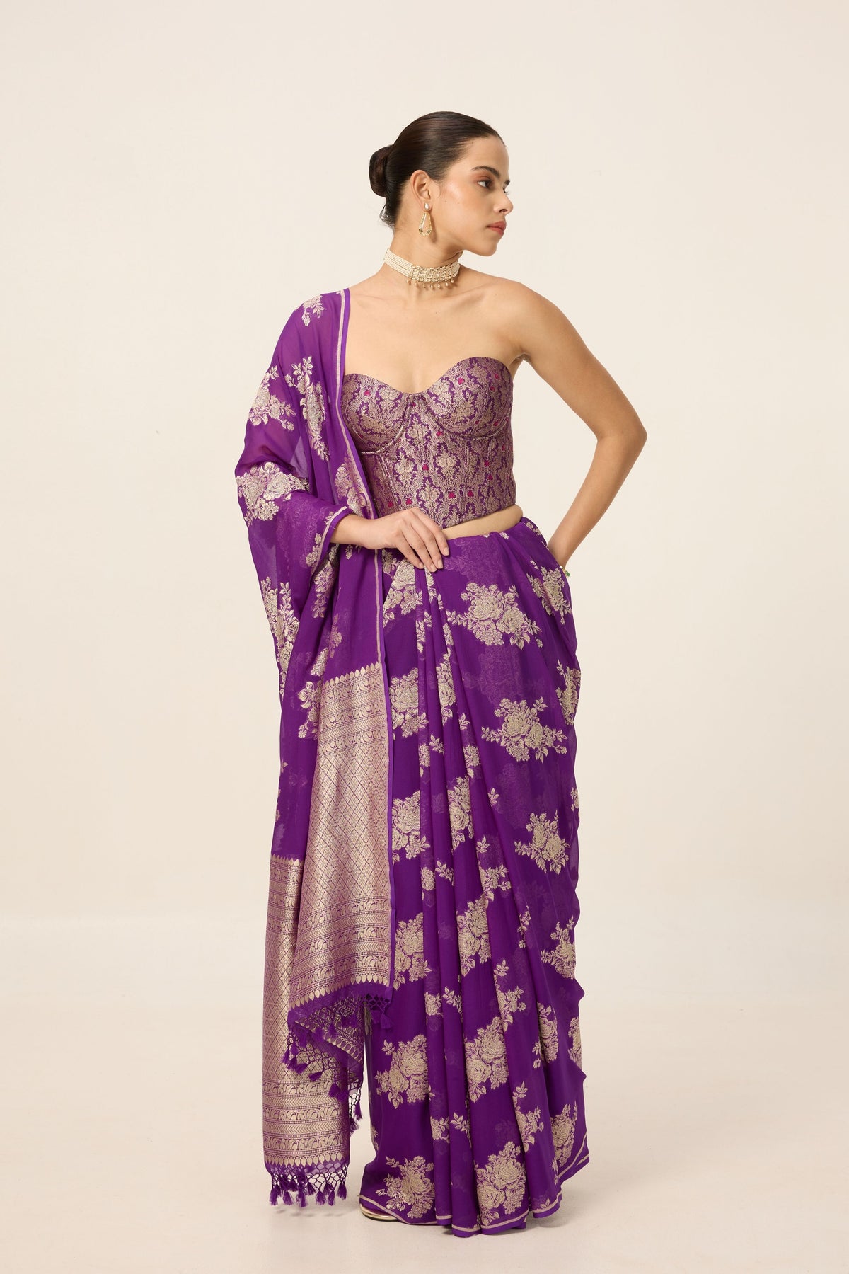 Purple Chiffon Saree