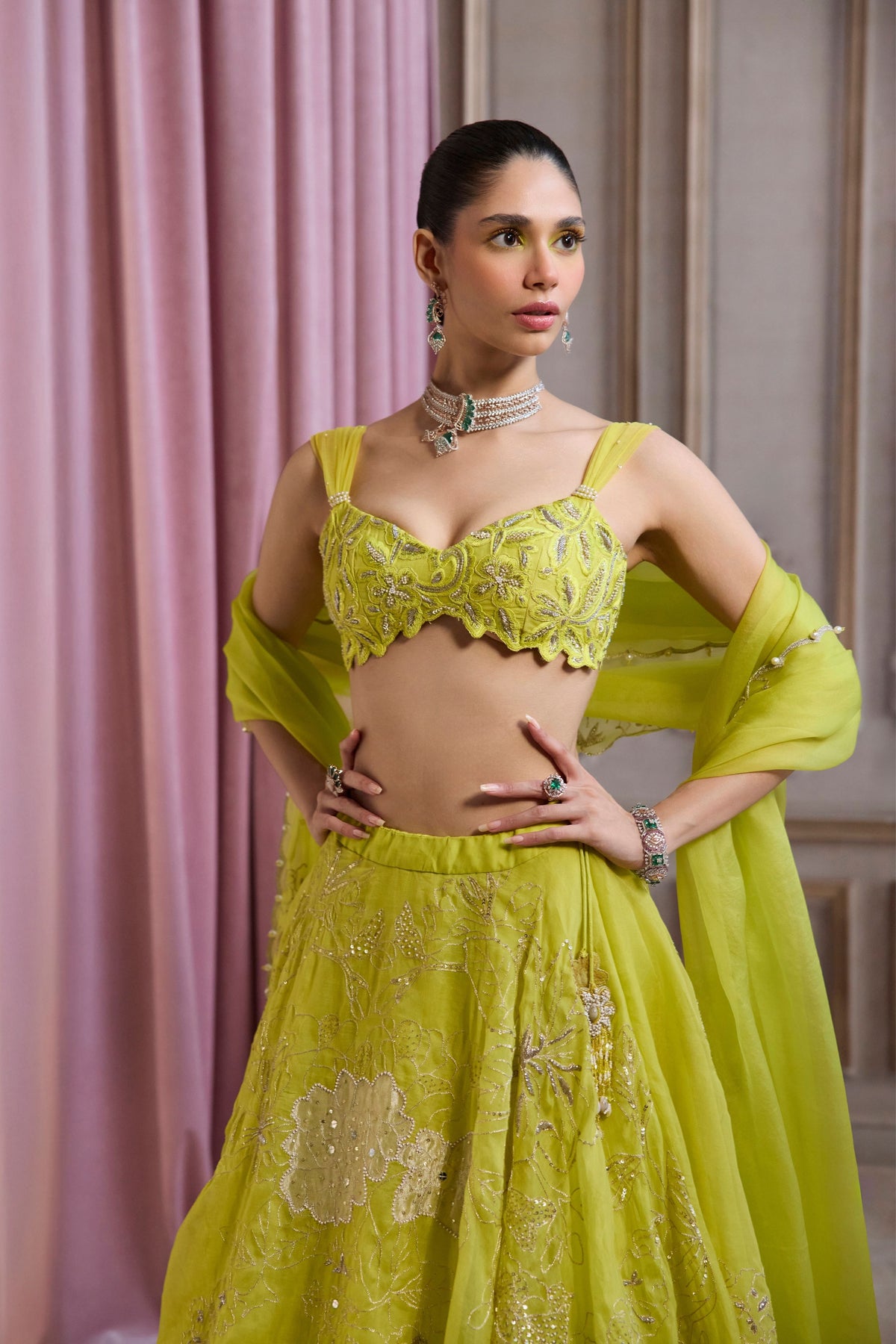 Neon Green Lehenga Set