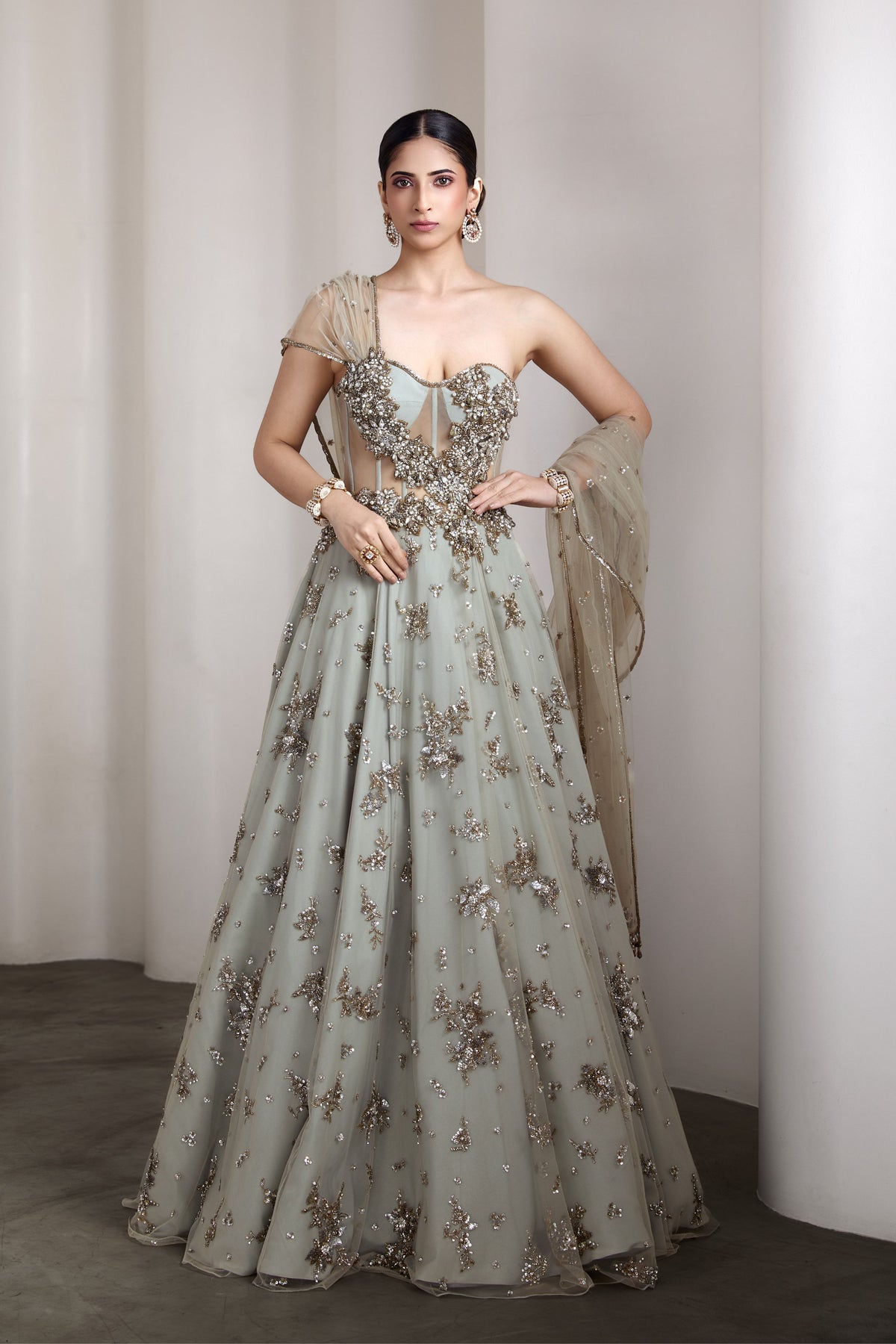 Grey Corset Fit Gown