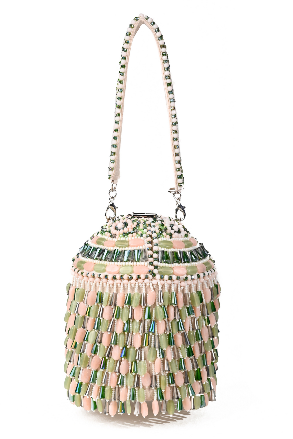 Elly Pastel Green Embellished Bucket Bag