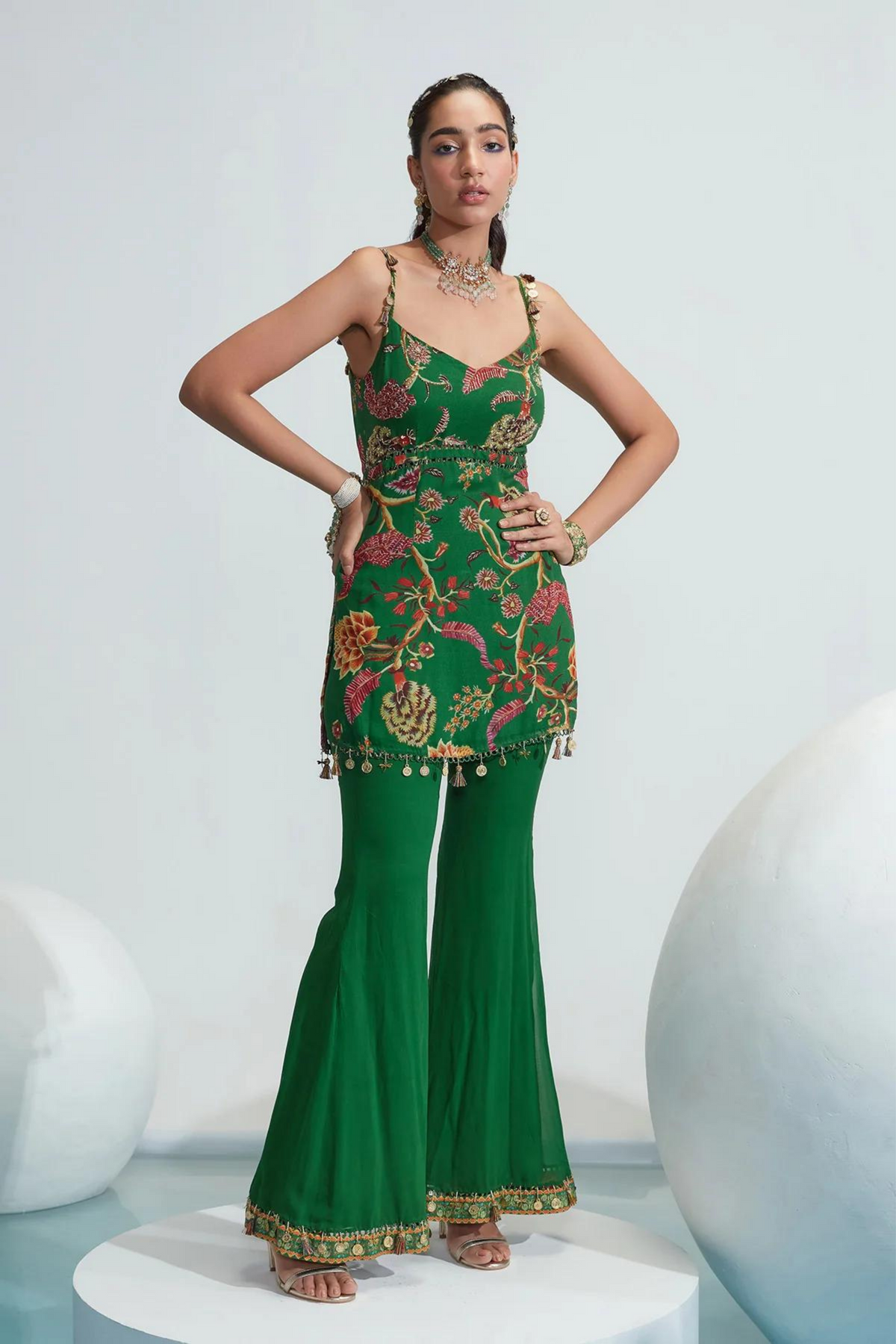 Rania Green Embroidered Kurta Set
