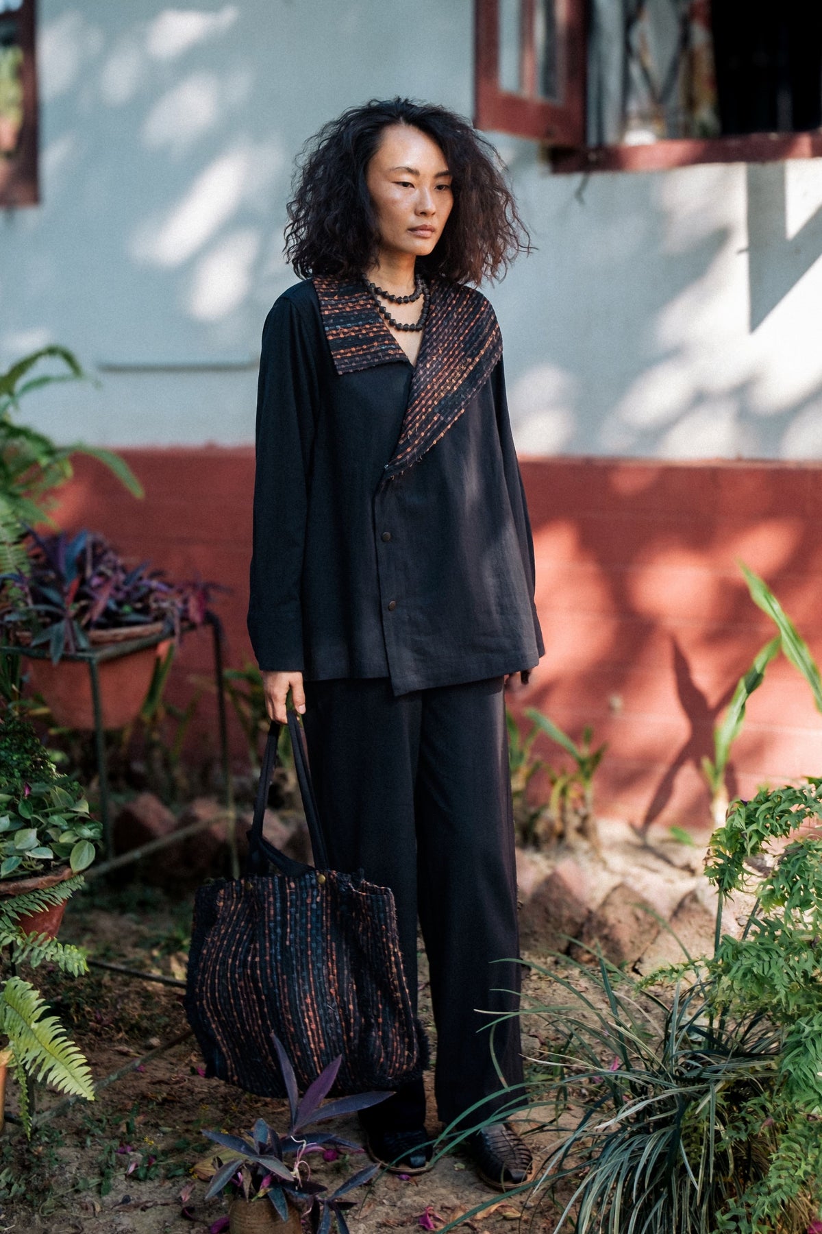 Black Copper Arrow Collar Shirt