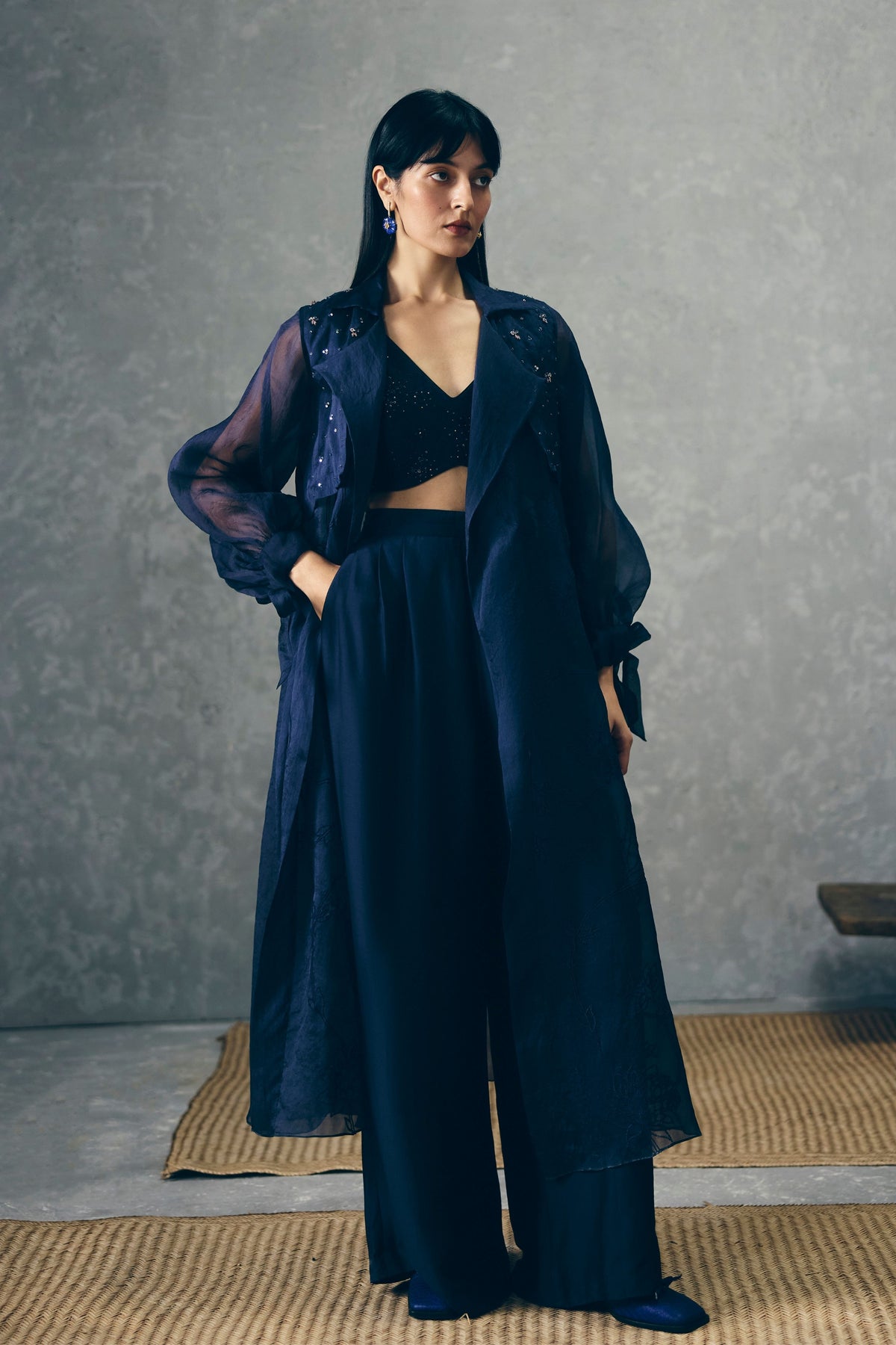 Nami Navy Blue Jacket Set