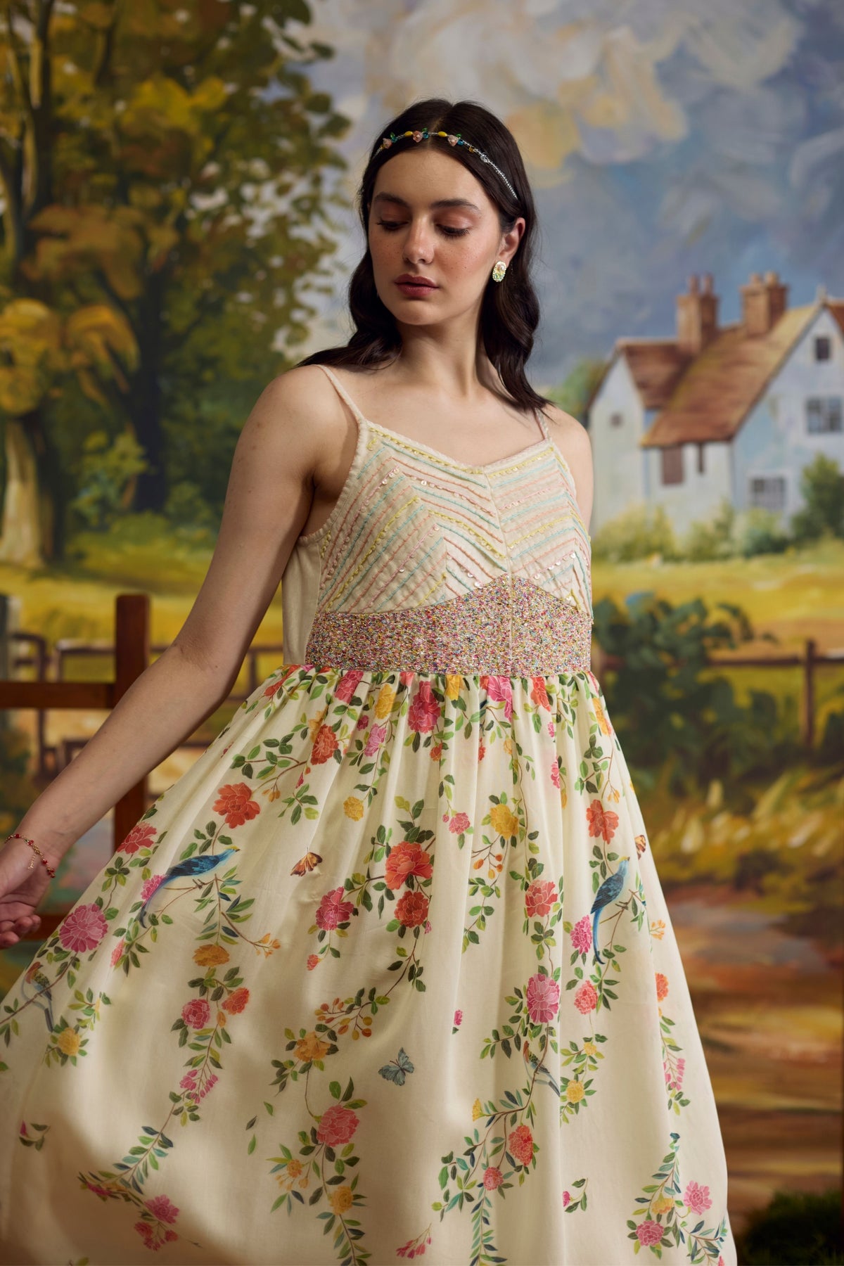 Lumina Floral Chanderi Dress