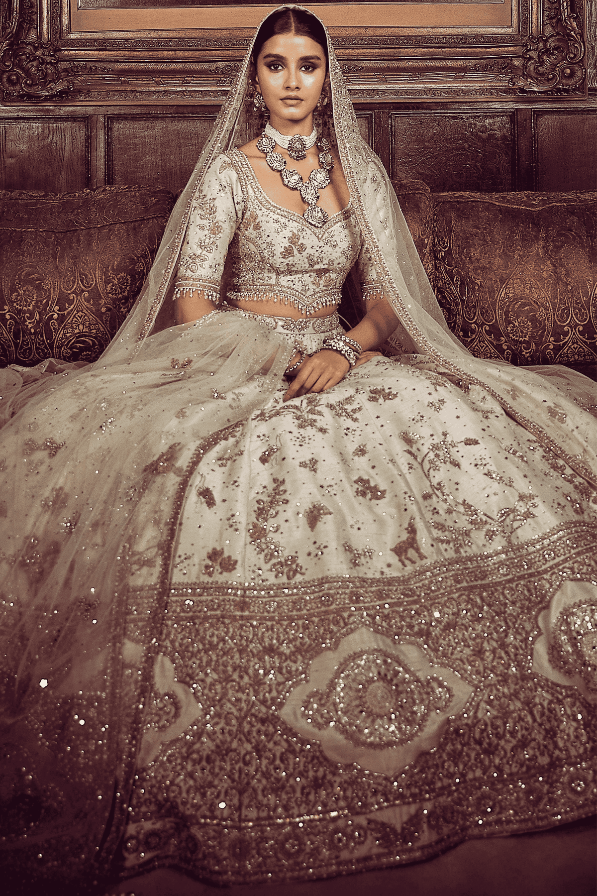 Masai Landscape Aurum Ekru Lehenga Set