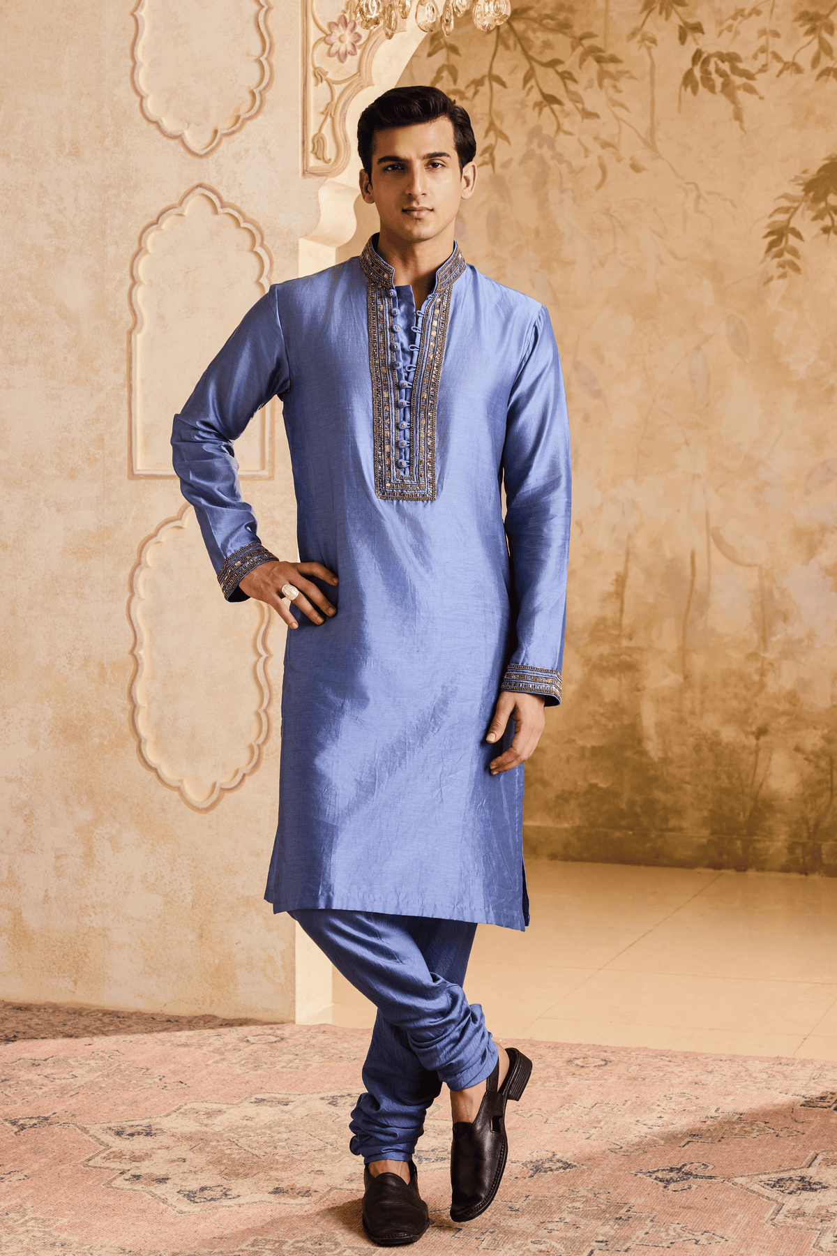 Embroidred Blue Grey Kurta Set
