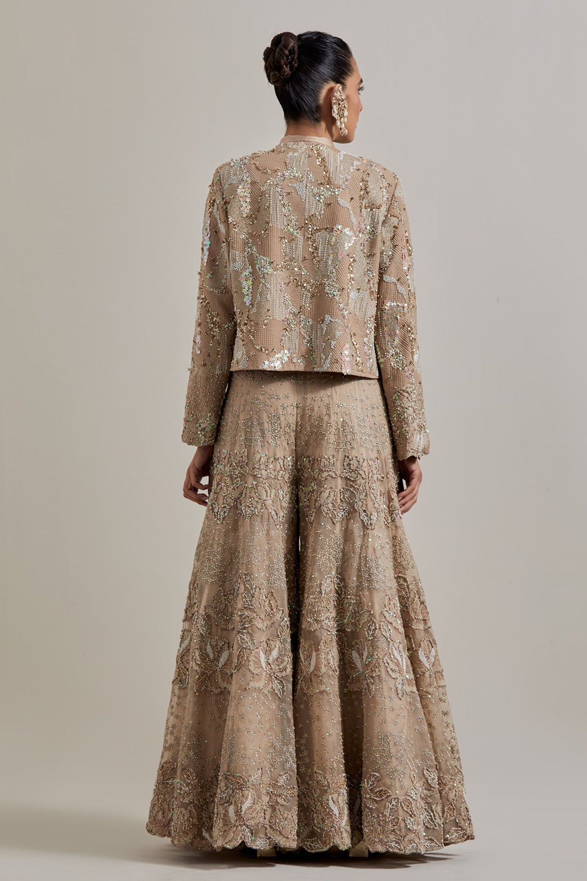 Satin Jacket Sharara Set